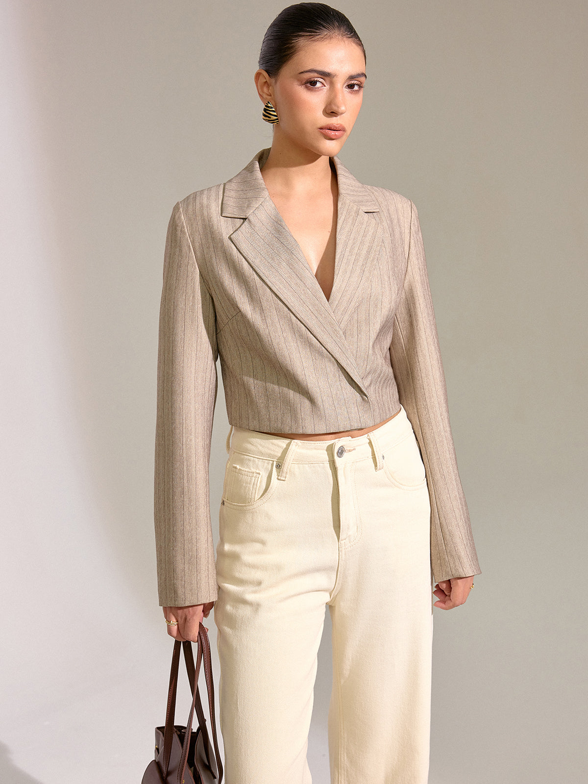Pinstripe Cropped Blazer