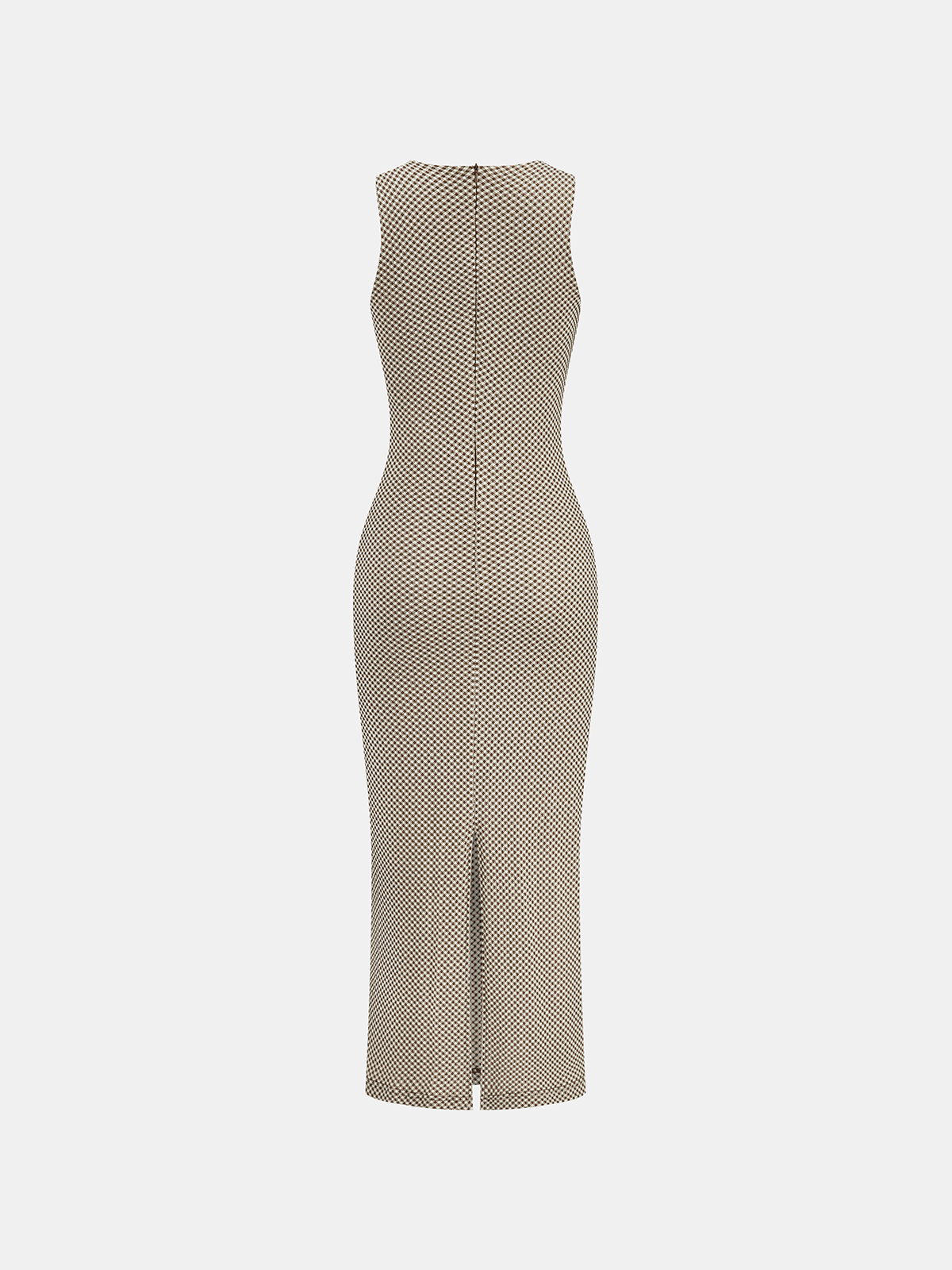 Slim Fit Checkered Sleeveless Maxi Dress