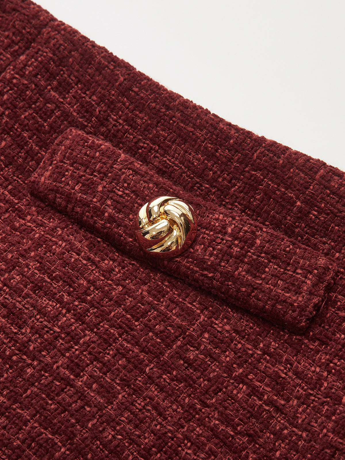 Metal Detail Tweed Slit Mini Skirt