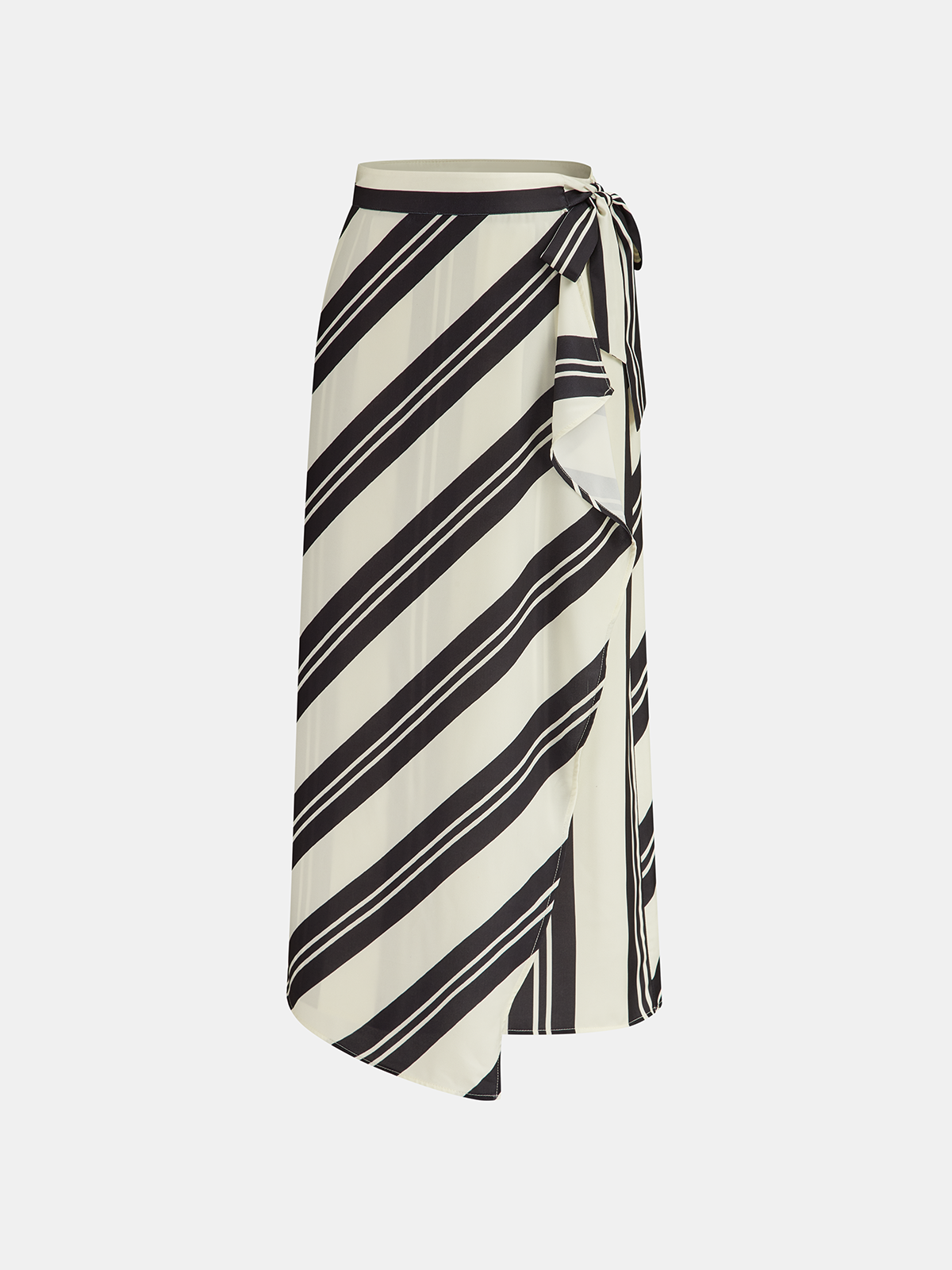 Striped Wrap Midi Skirt