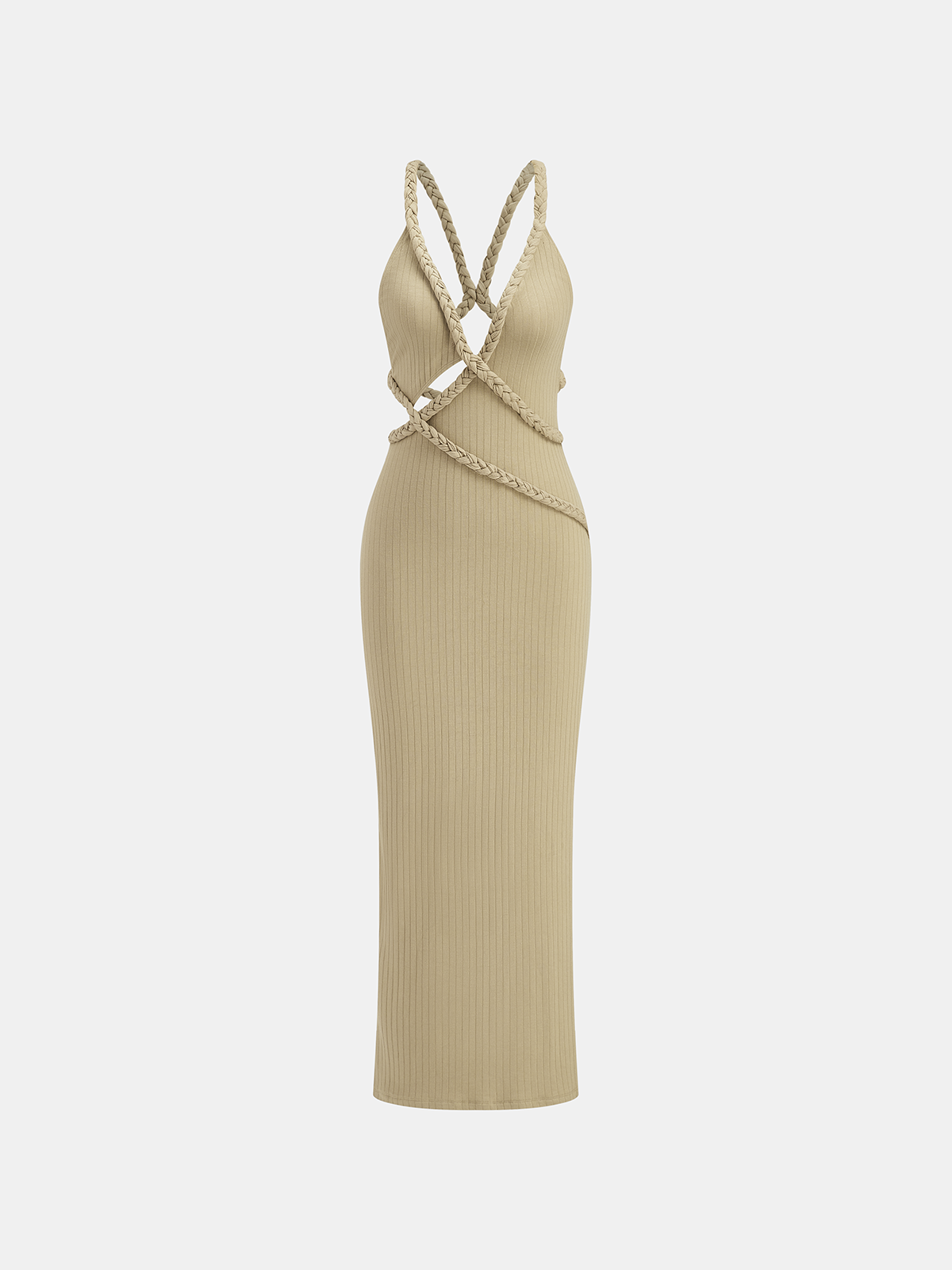 Braided Bodycon Asymmetrical Dress