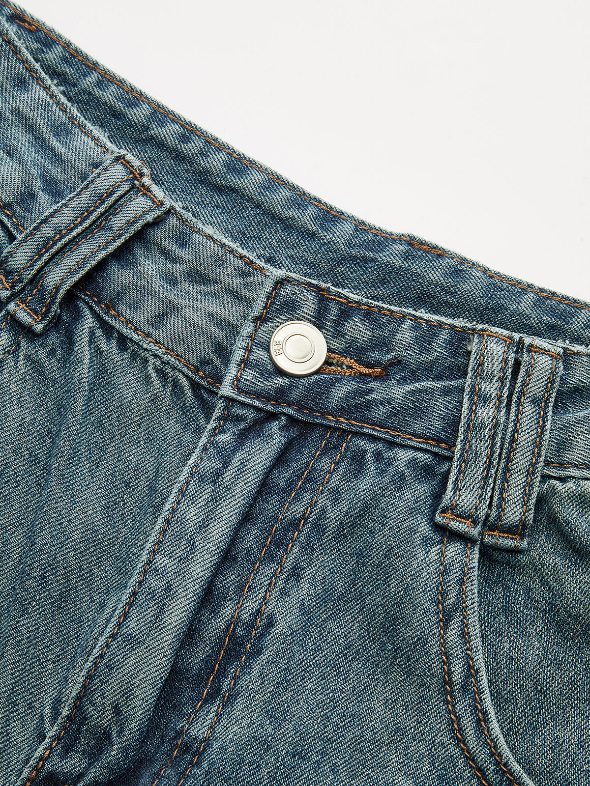 Frayed Hem Paneled Design High-Waisted Jeans