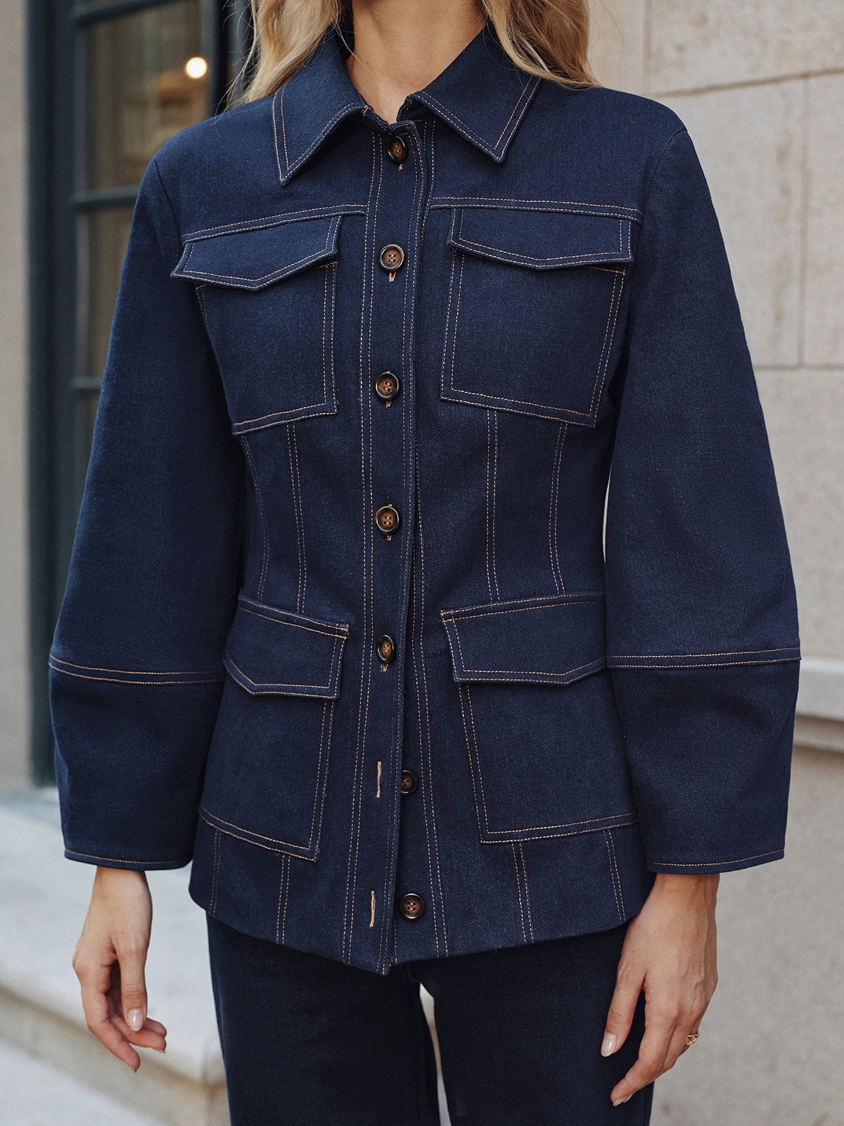 Contrast Stitch Denim Jacket