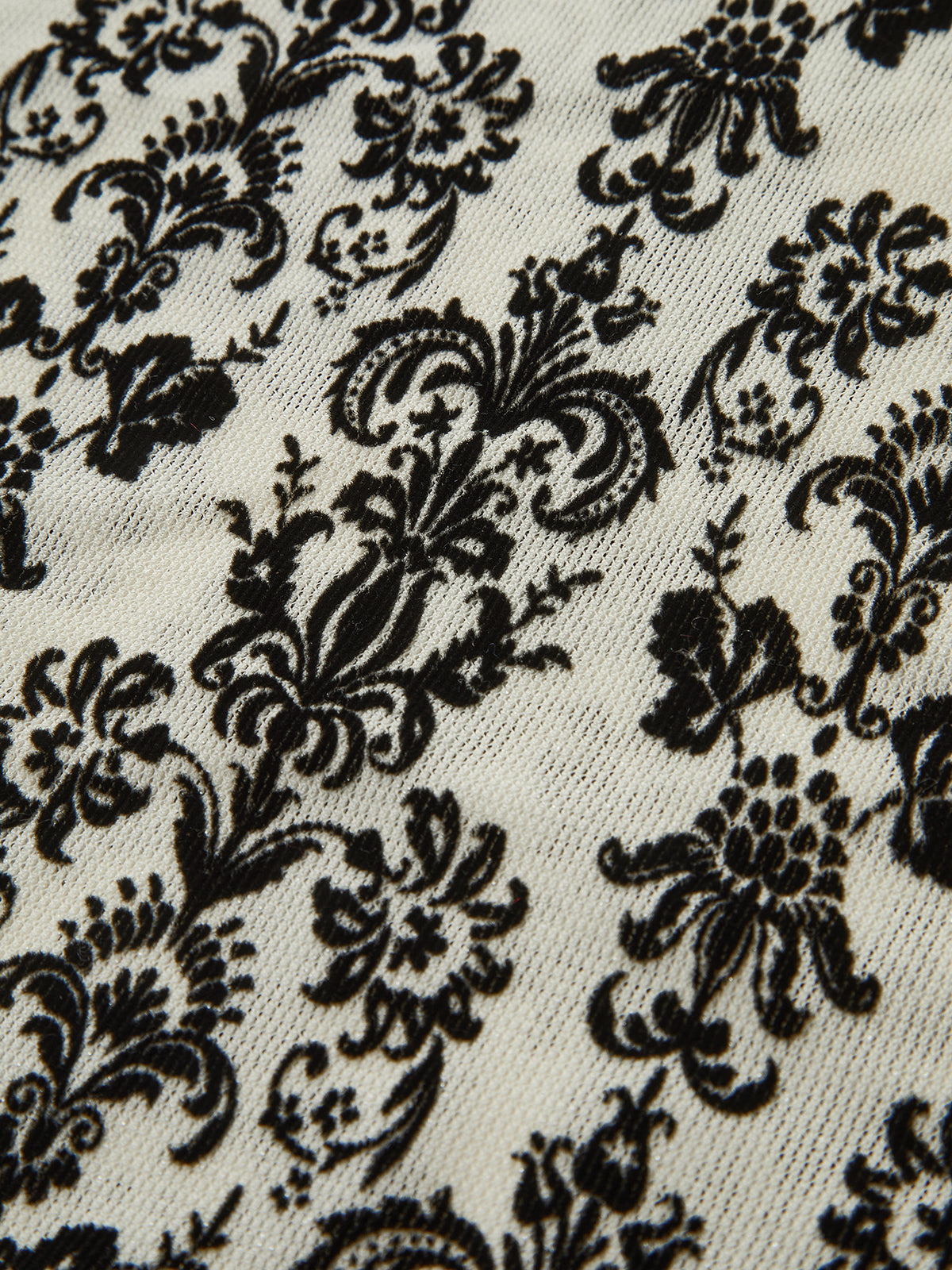 Damask Print Mock Neck T-Shirt