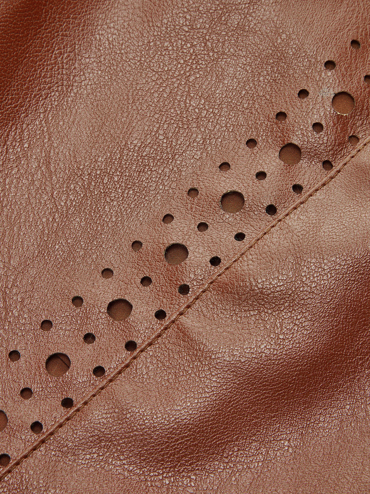 Belted Laser-cut Faux Leather Skirt