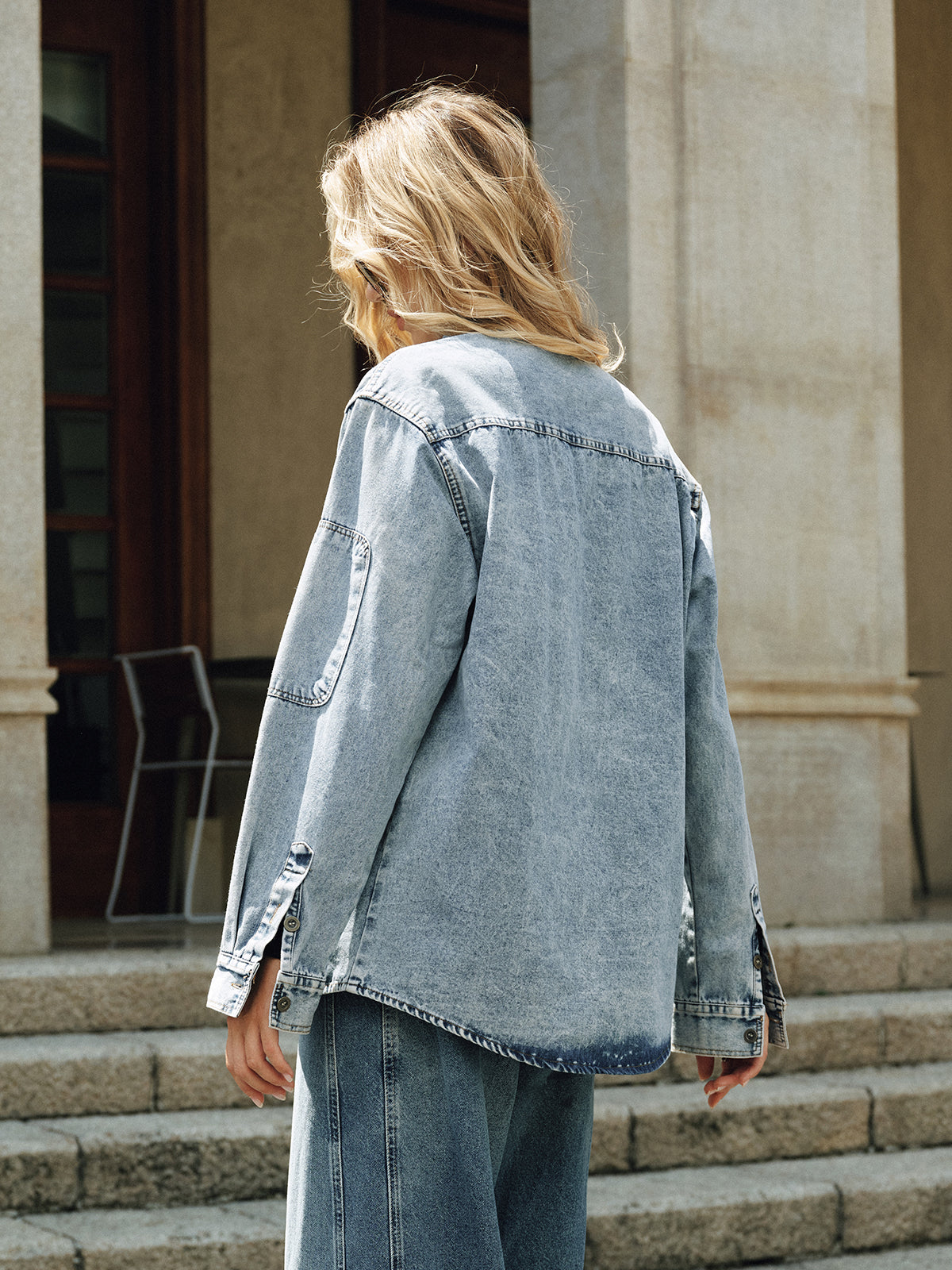 Oversized Collared Denim Shirt