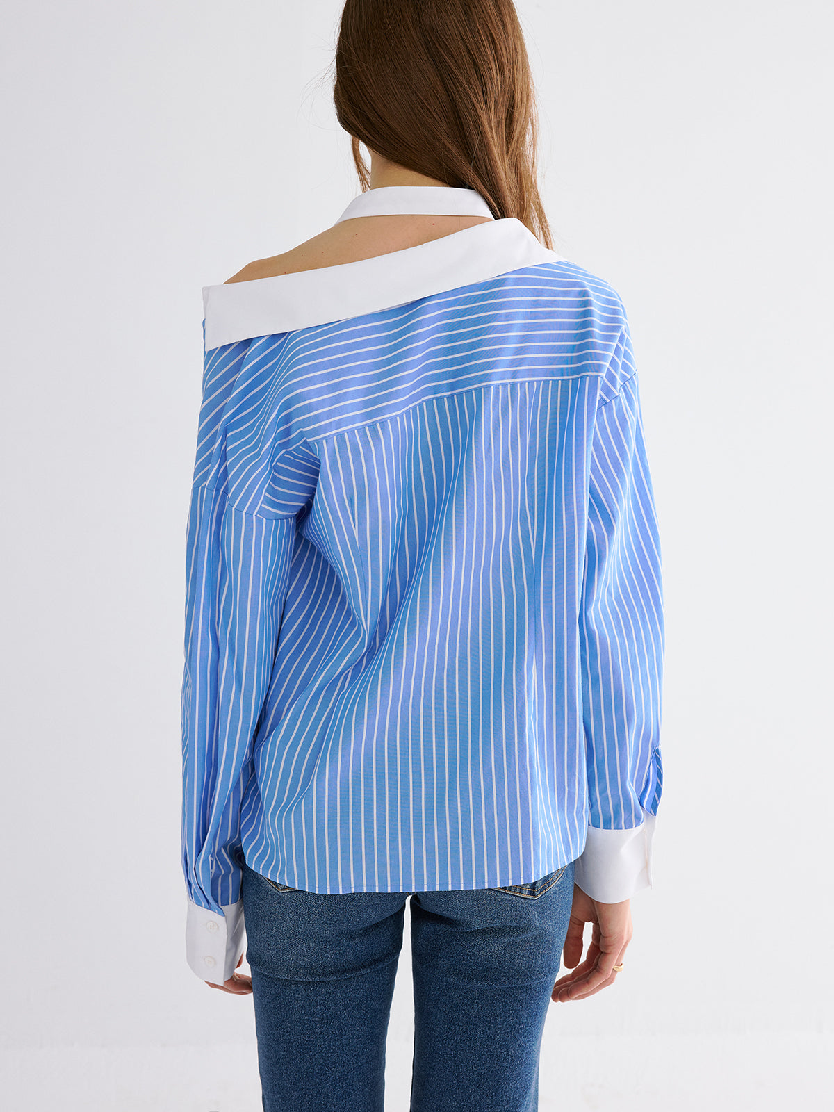Striped Split-collar Shirt