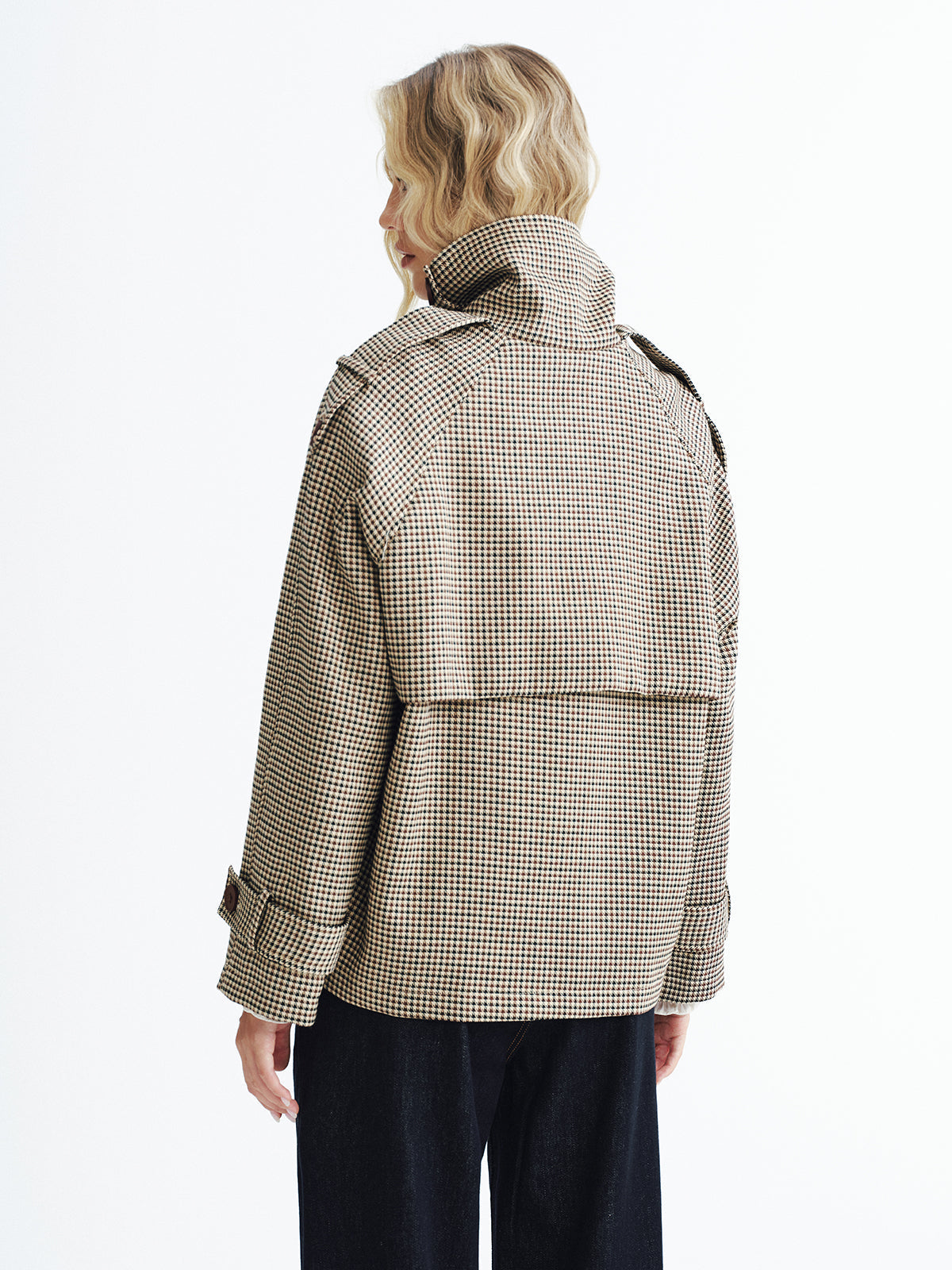Vintage Plaid Cropped Trench Coat