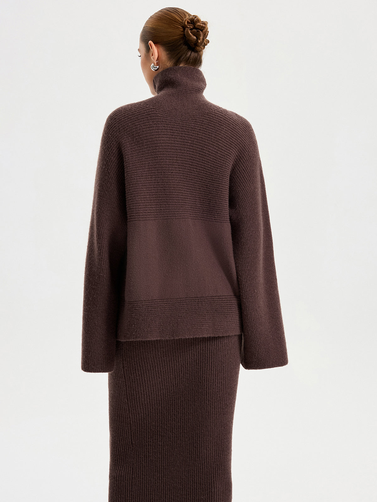 Turtleneck Knit Top and Maxi Skirt Set