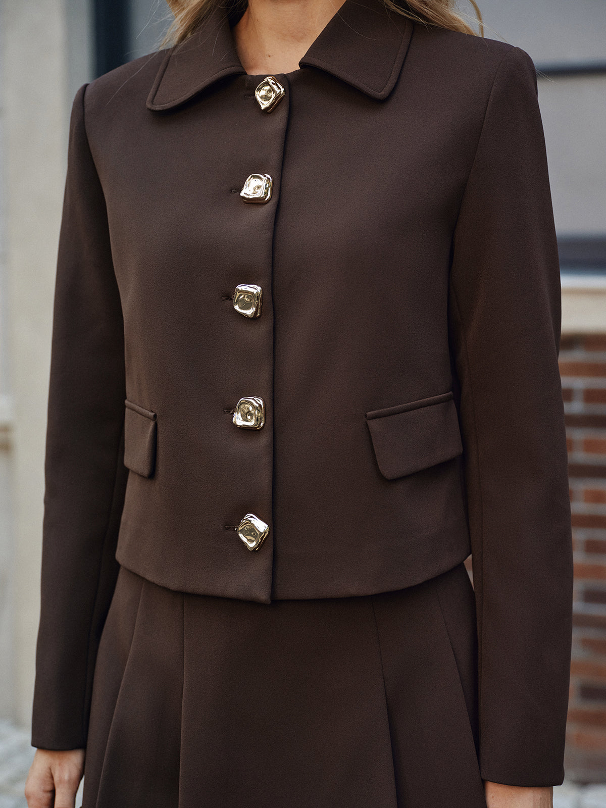 Collared Metal Button Jacket
