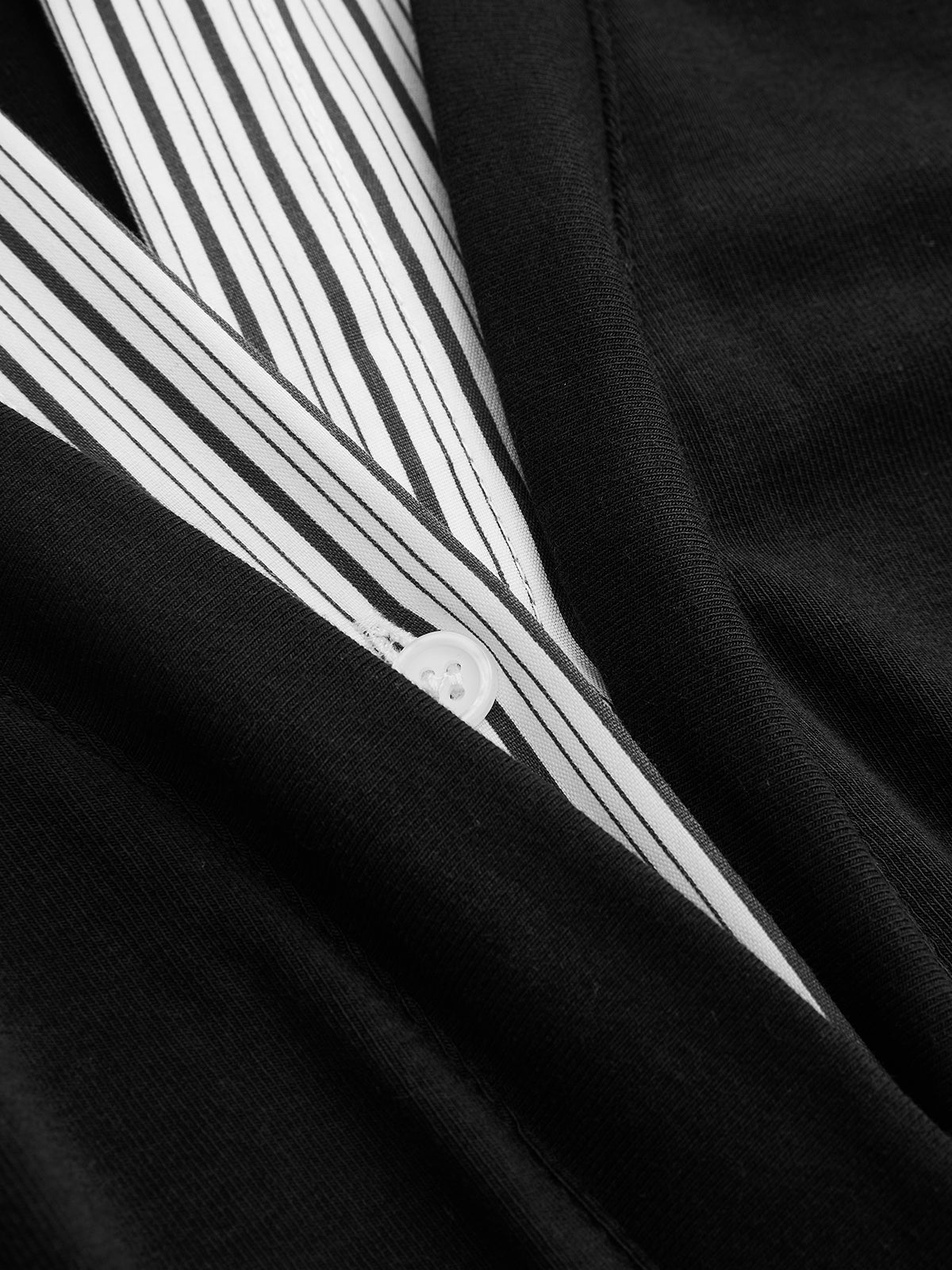 Mock Two-Piece Long-Sleeve Two Tone Polo Top