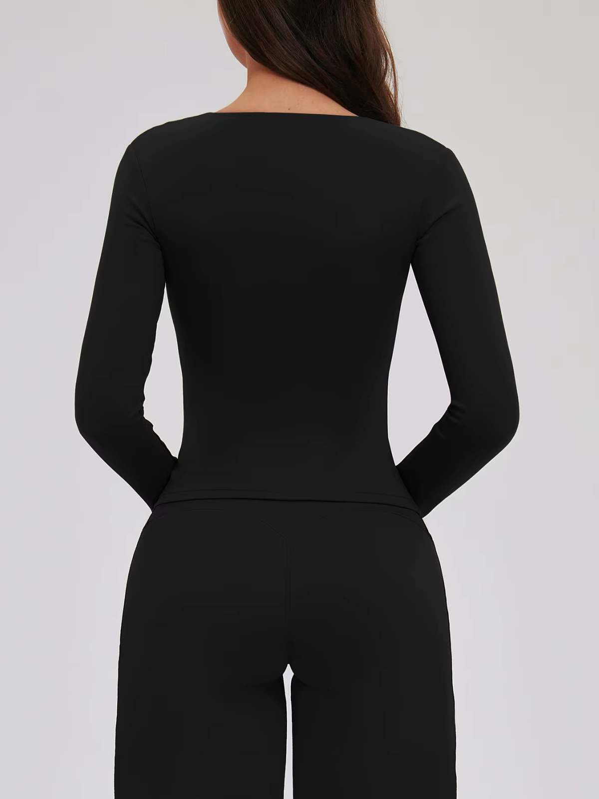 V-Ausschnitt Wickel-Langarm-Cropped-Top