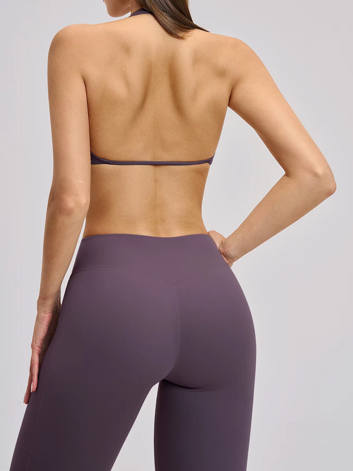 V-Neck Open Back Halter Sports Bra