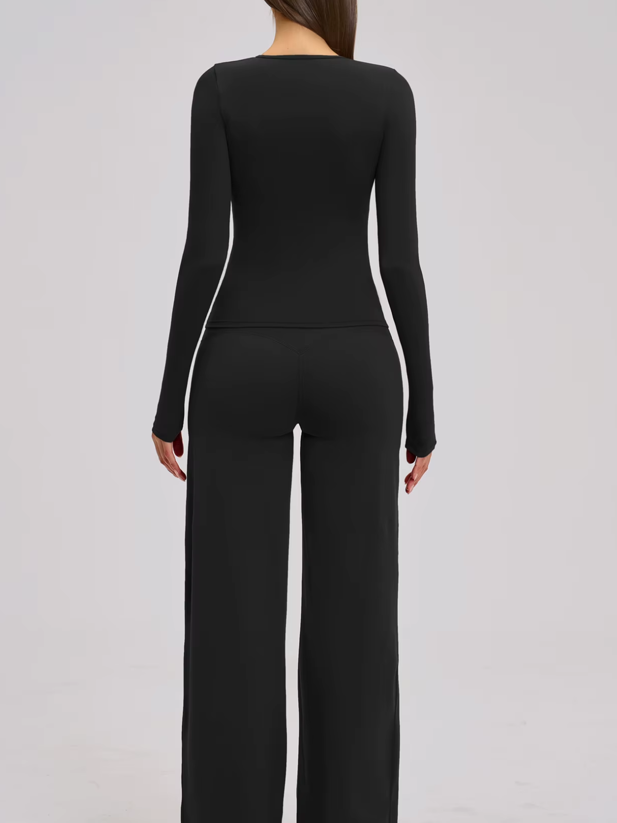 Rundhals-Cropped-Langarmshirt