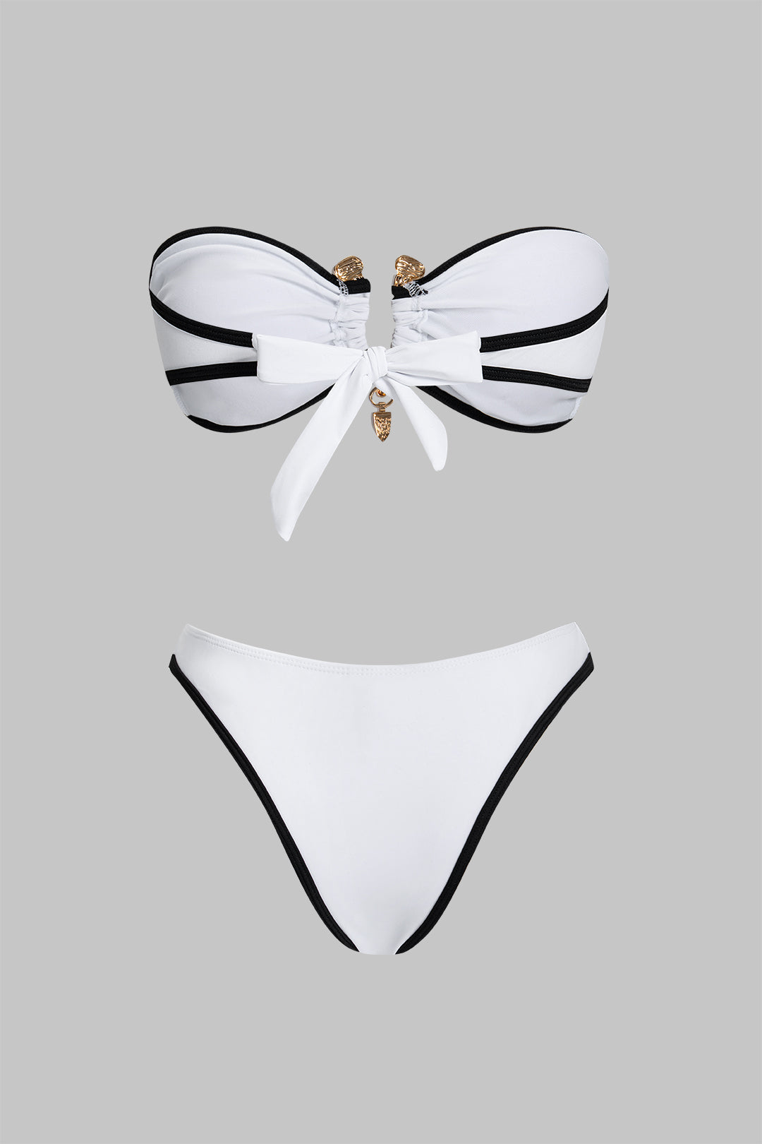 Contrast Metallic Tie Back Bikini Set