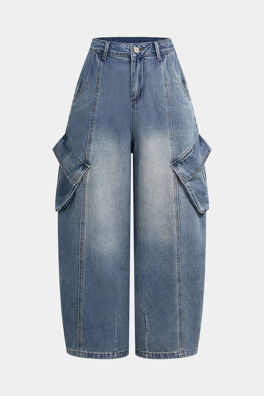 Jeans mit weitem Bein und Taschendetail