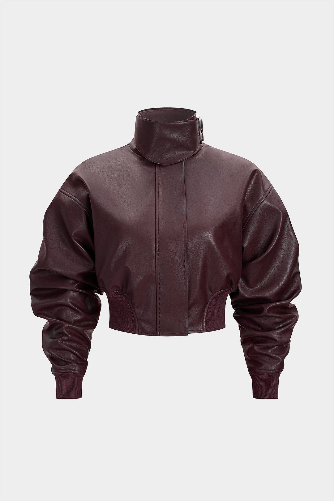 Kunstleder Stehkragen Reißverschlussjacke