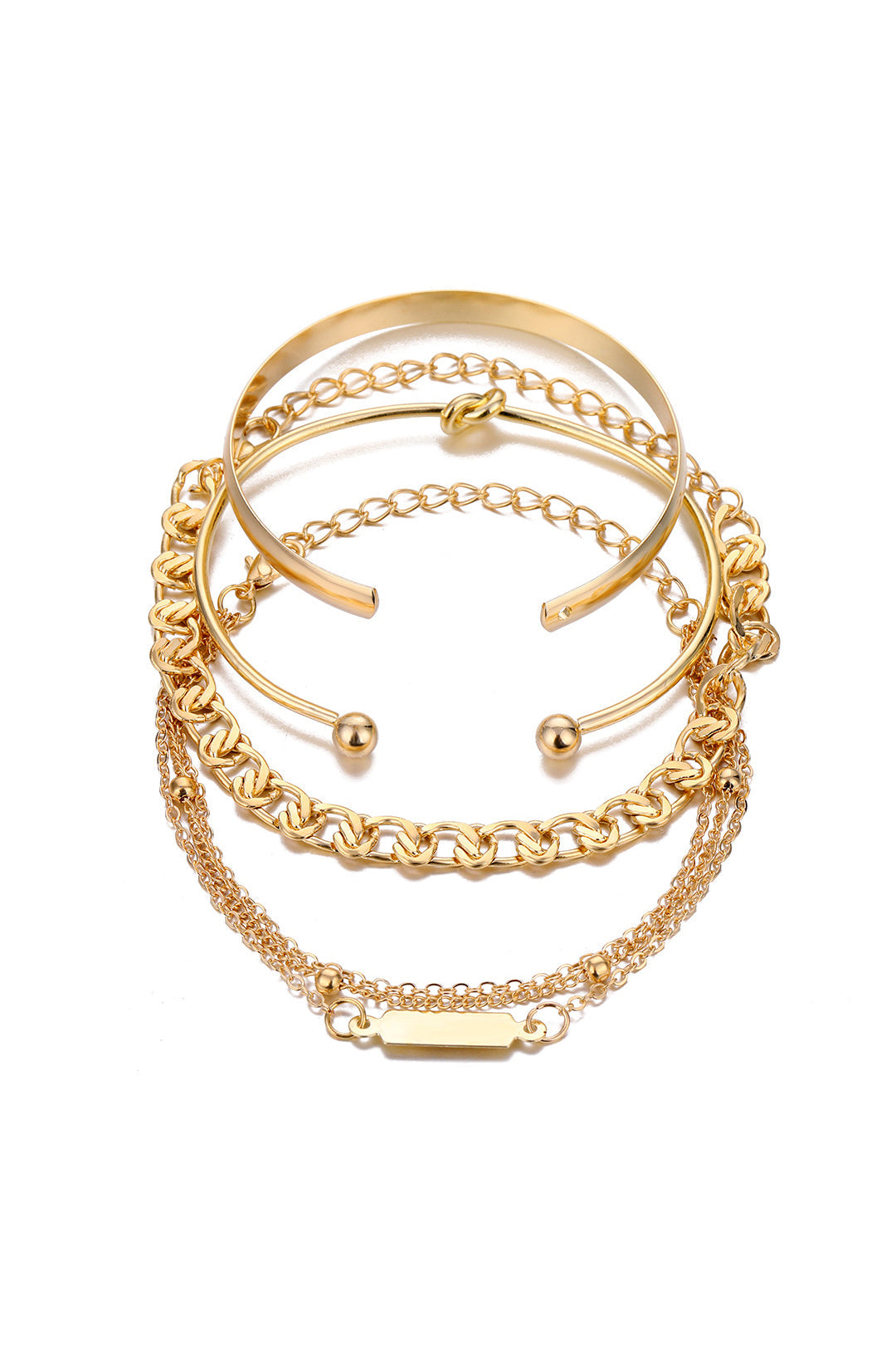 Ensemble de 4 bracelets à chaîne en métal