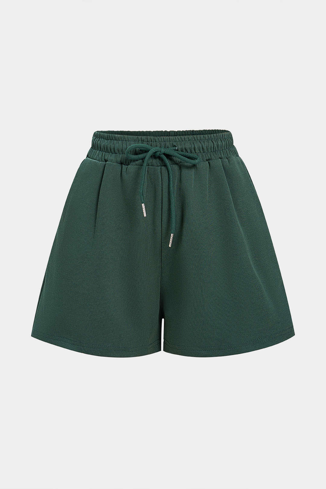 Kontrastierend gestreifte Shorts mit gerafftem Bund und hoher Taille