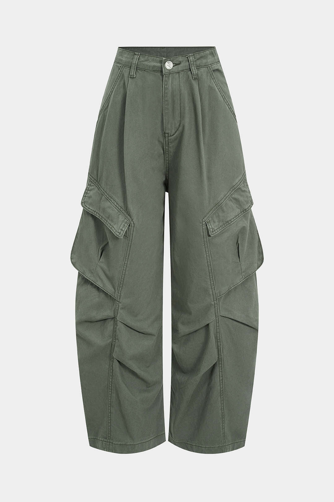 Jean en denim à poches froncées