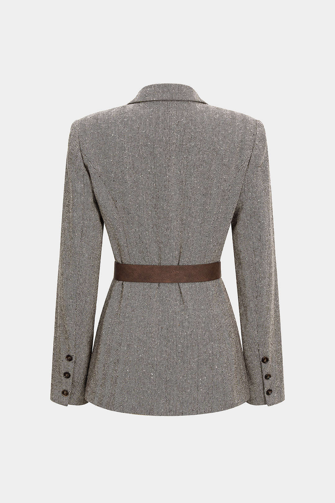Gekerbter Revers-Blazer mit Knöpfen und Gürtel