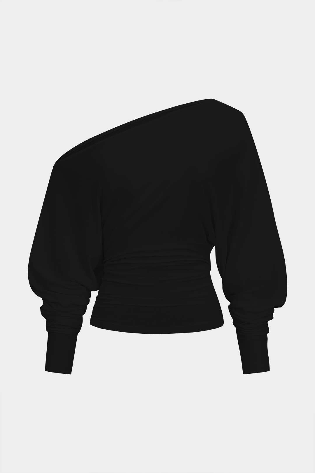 T-shirt asymétrique à manches longues froncé et découpes