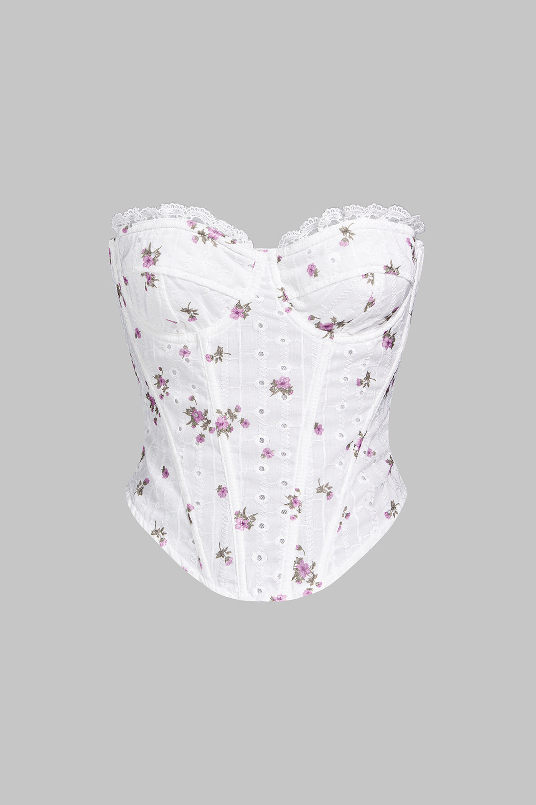 Korsettoberteil mit Blumenmuster, Spitze und Cut-Outs