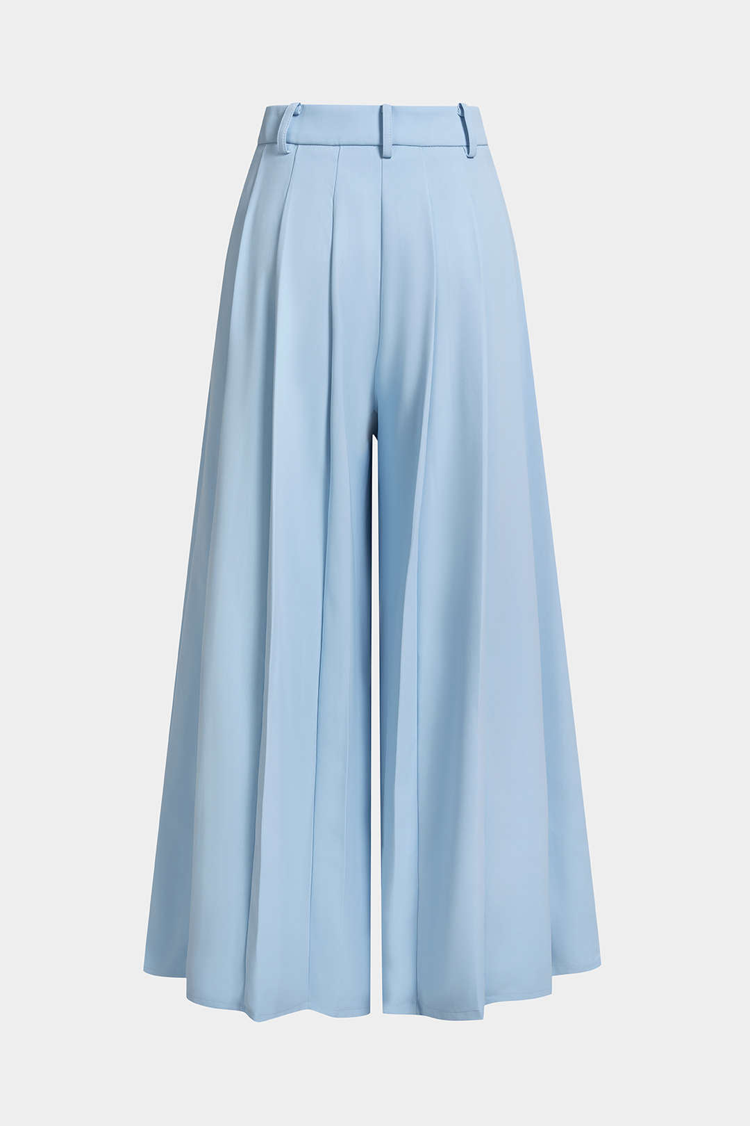 Solid Pleated Wide Leg Pants