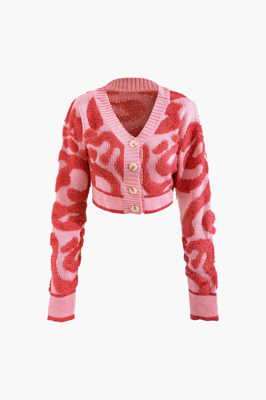 Knit Colorblock V-Neck Button Up Cardigan