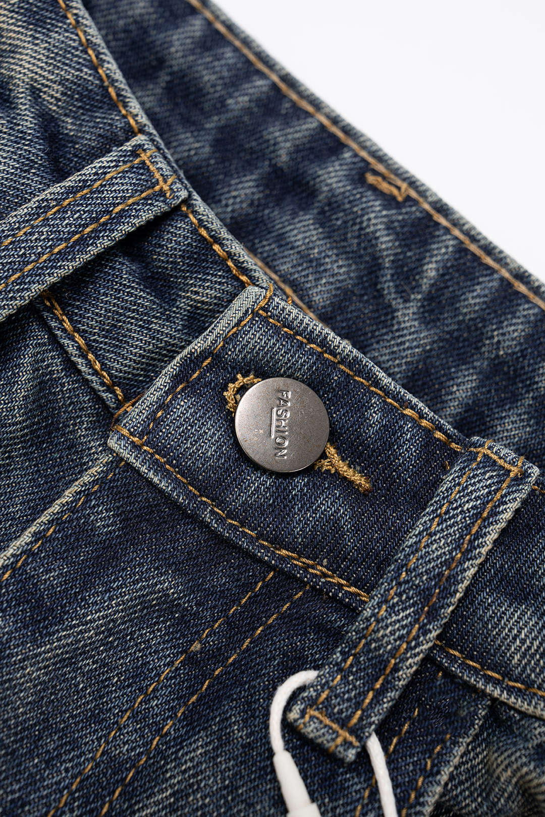 Jean large en simili-cuir patchwork denim