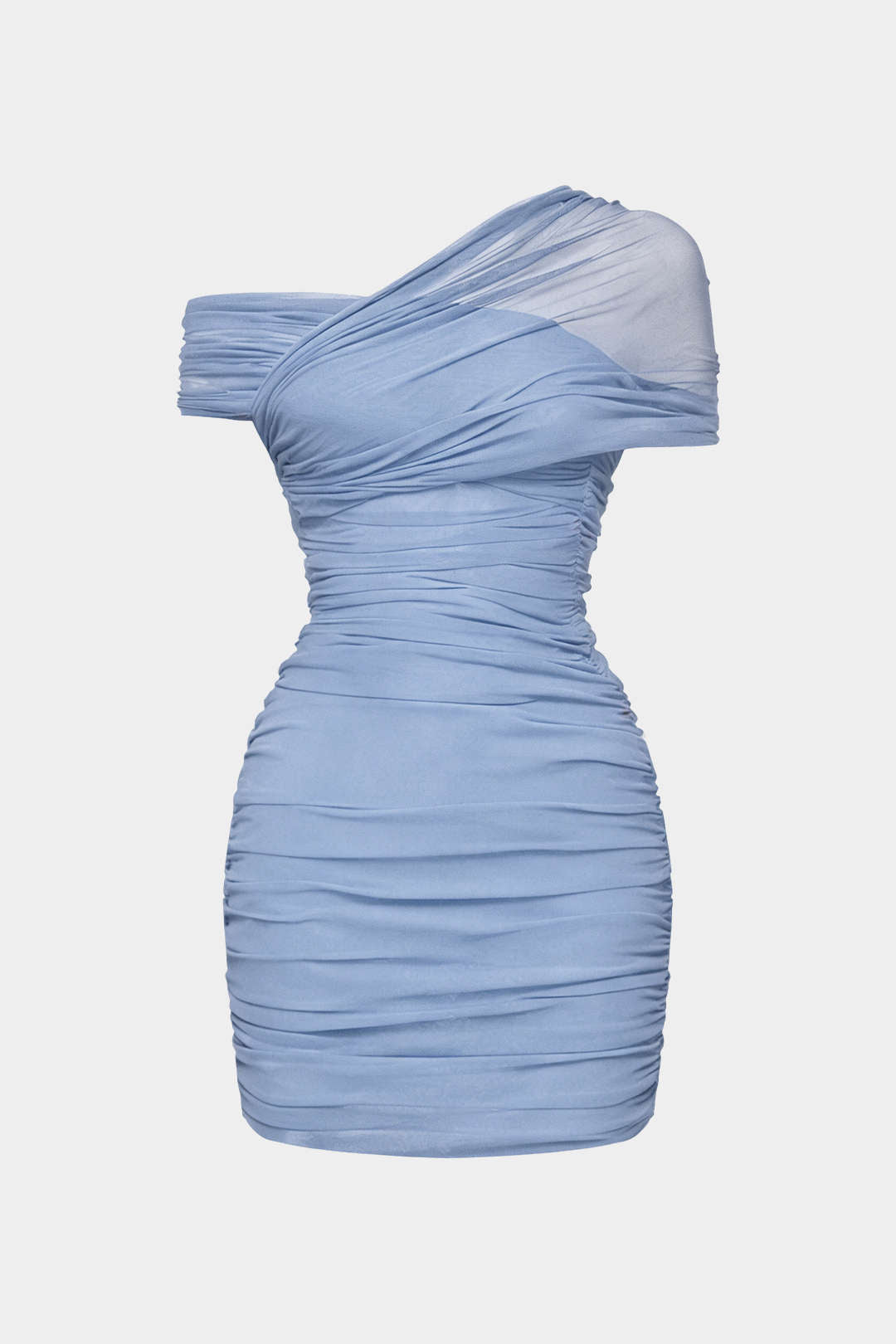 One-Shoulder-Minikleid aus Mesh, asymmetrisch, ärmellos