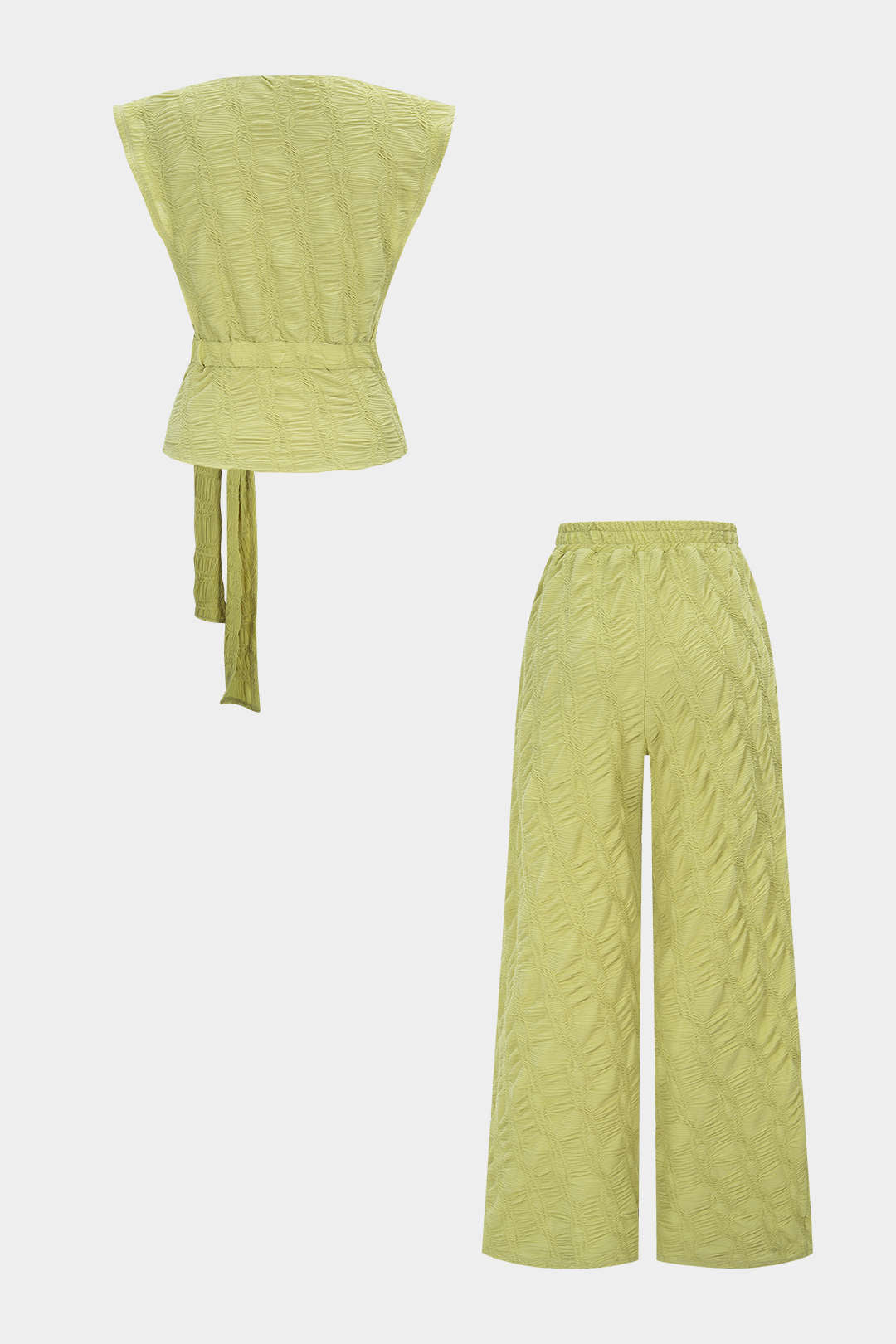 Set aus V-Neck Tanktop zum Binden und Hose mit weitem Bein