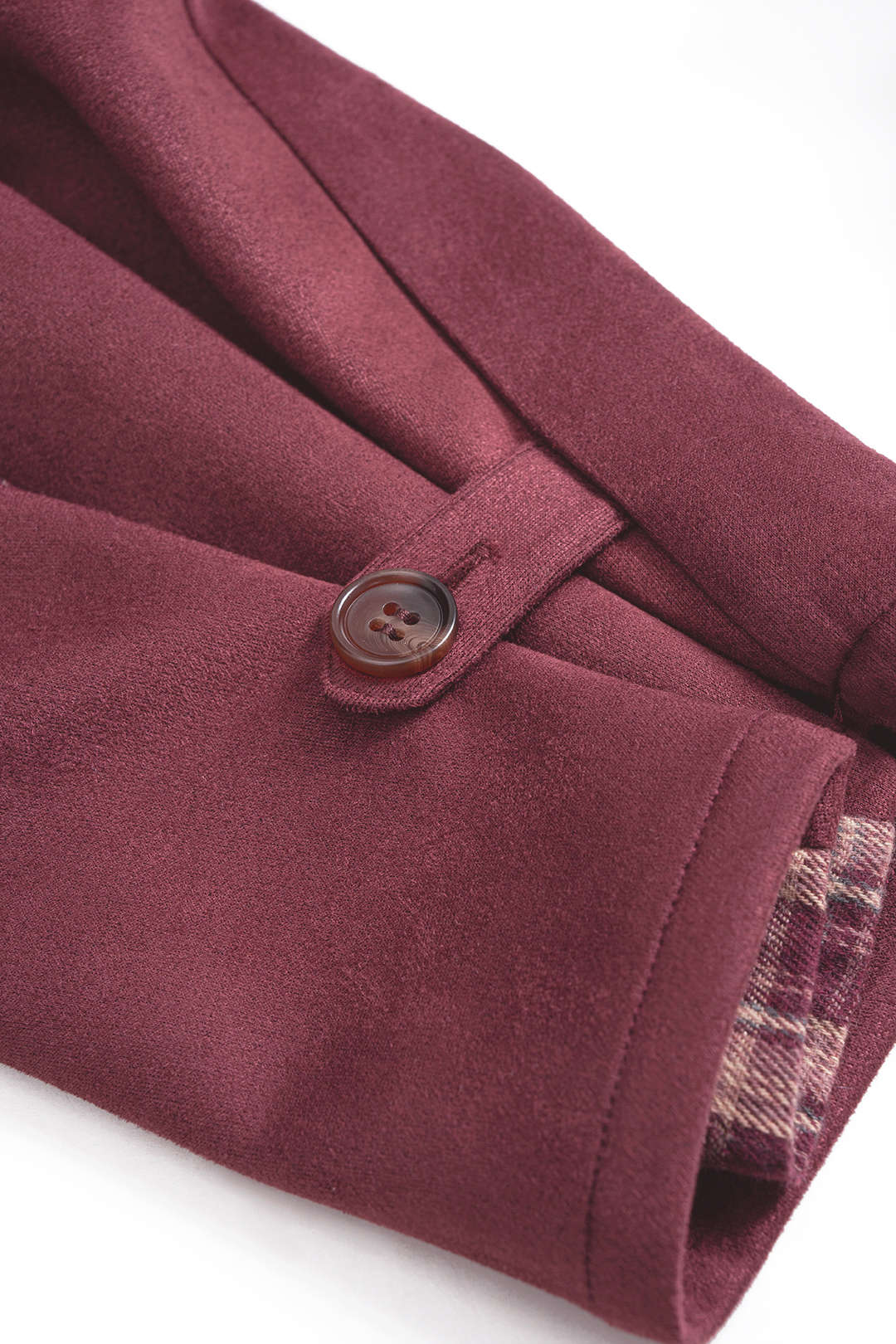 Hose mit Karodruck und Wildleder-Patchwork