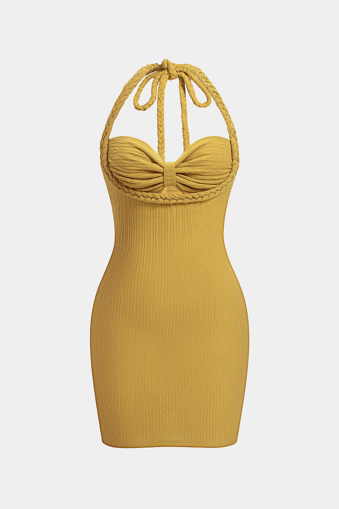 Neckholder-Minikleid mit Cut-Outs und Bindebändern ohne Ärmel