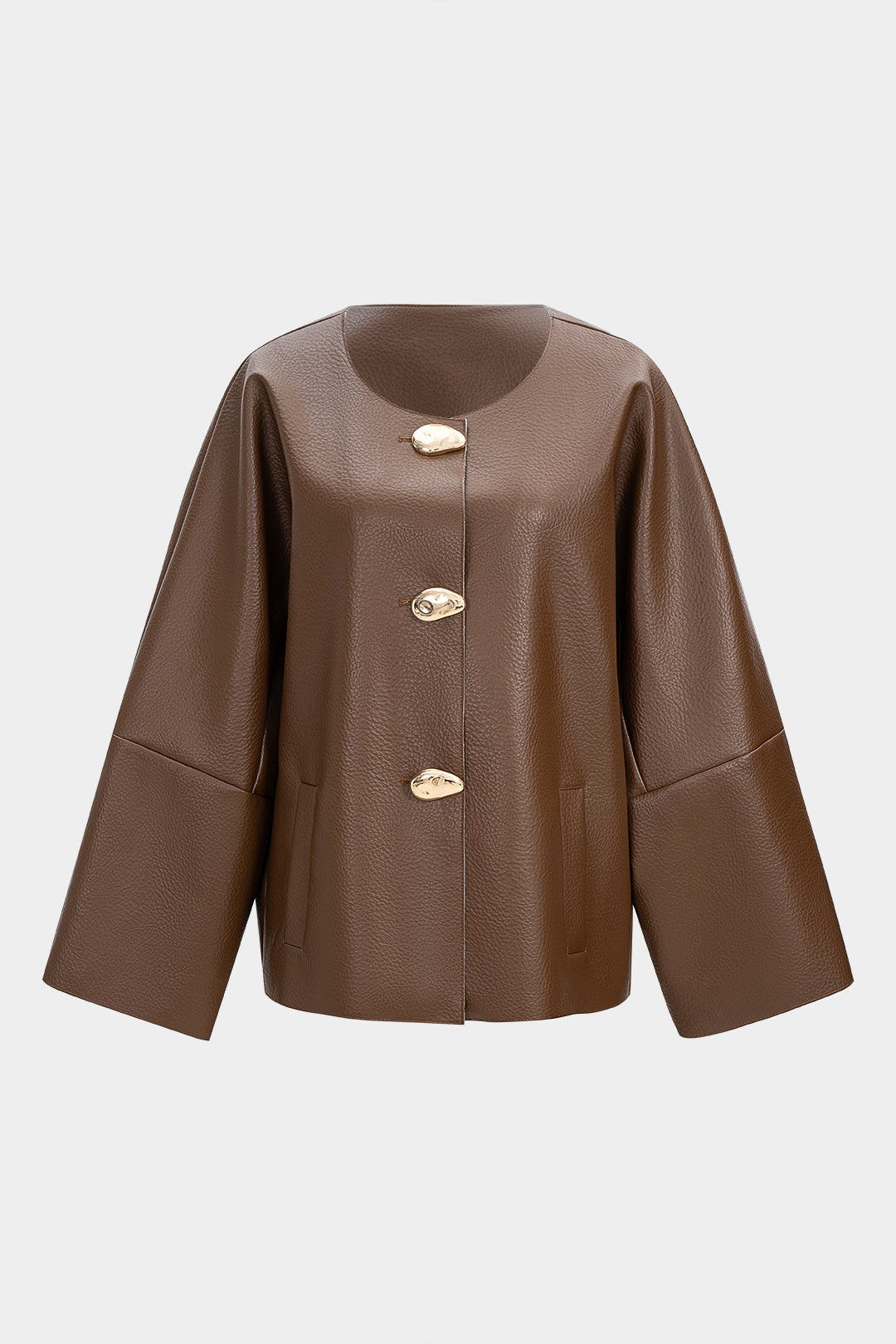 Jacke aus Kunstleder mit Metallic-Knöpfen