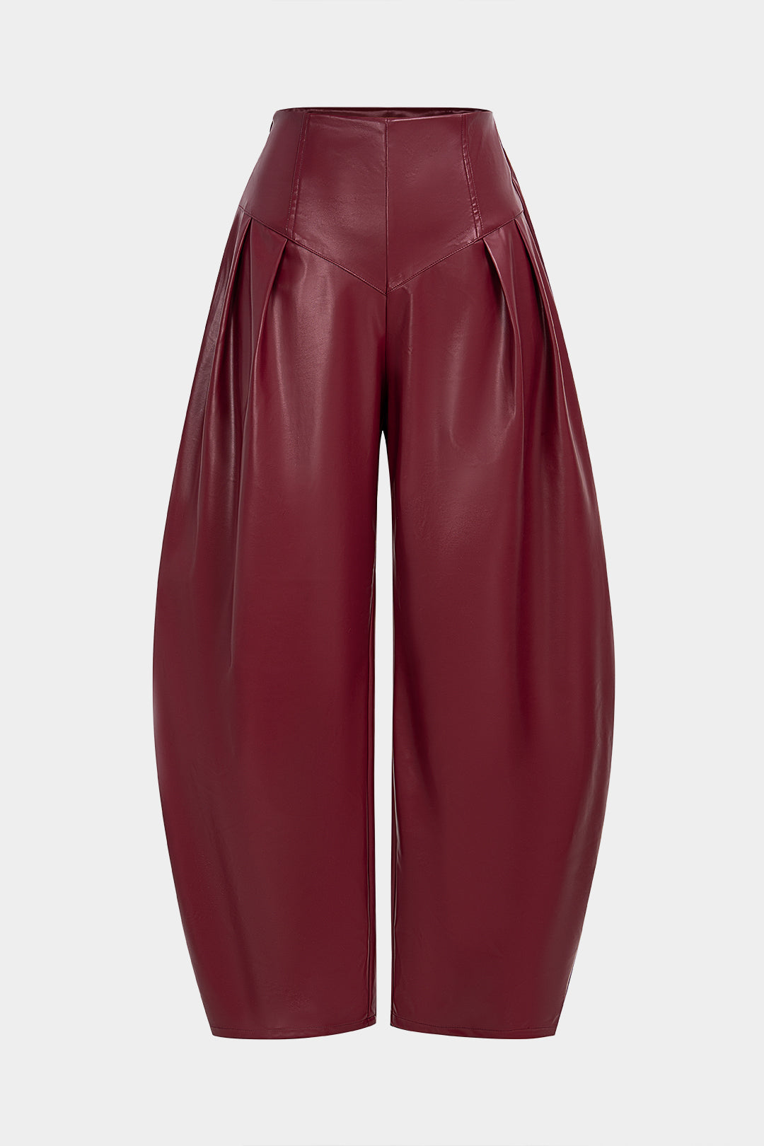 Faux Leather Pleated Zipper Pants