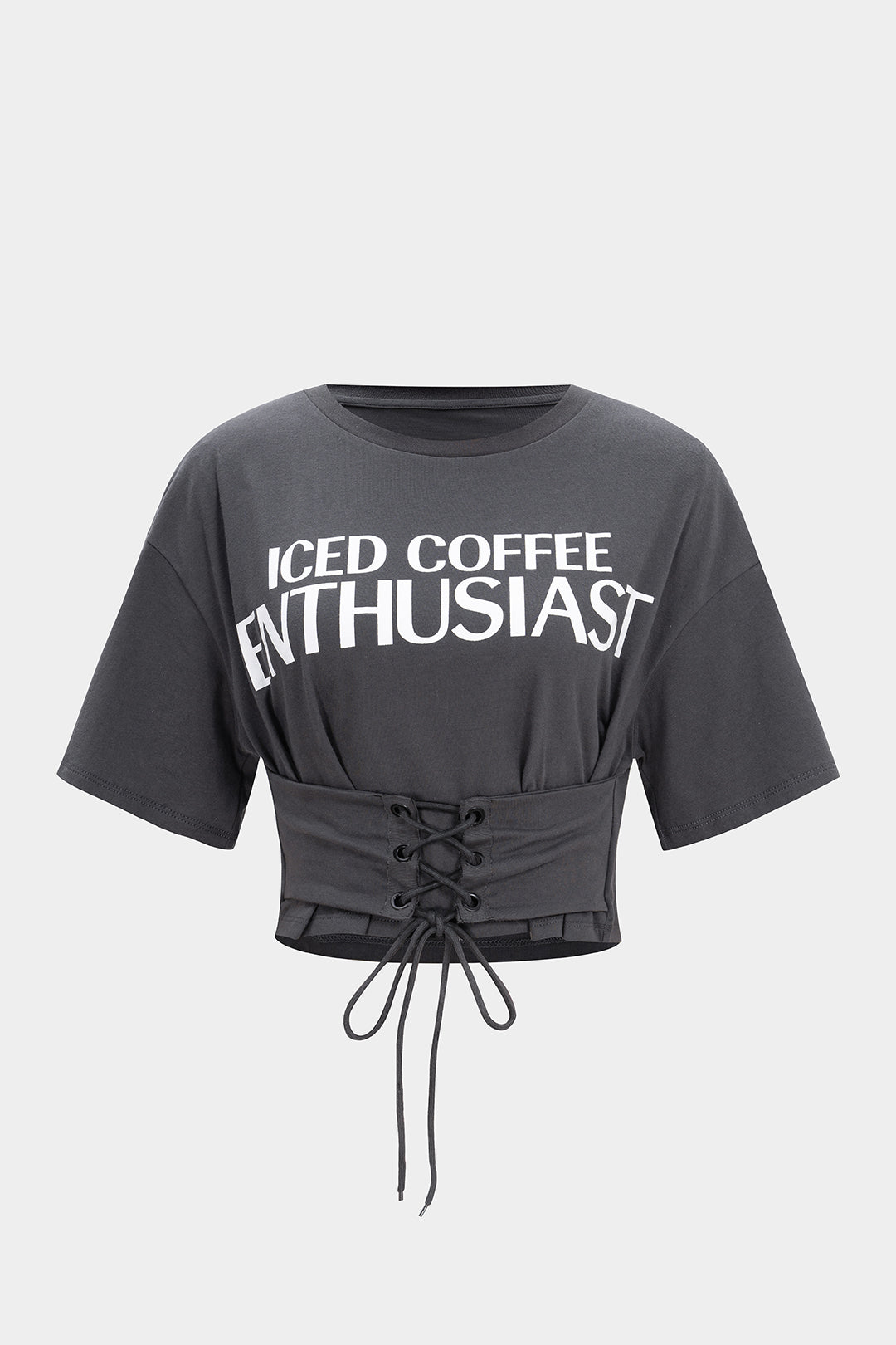 T-shirt à manches courtes et col rond avec lettres imprimées à nouer