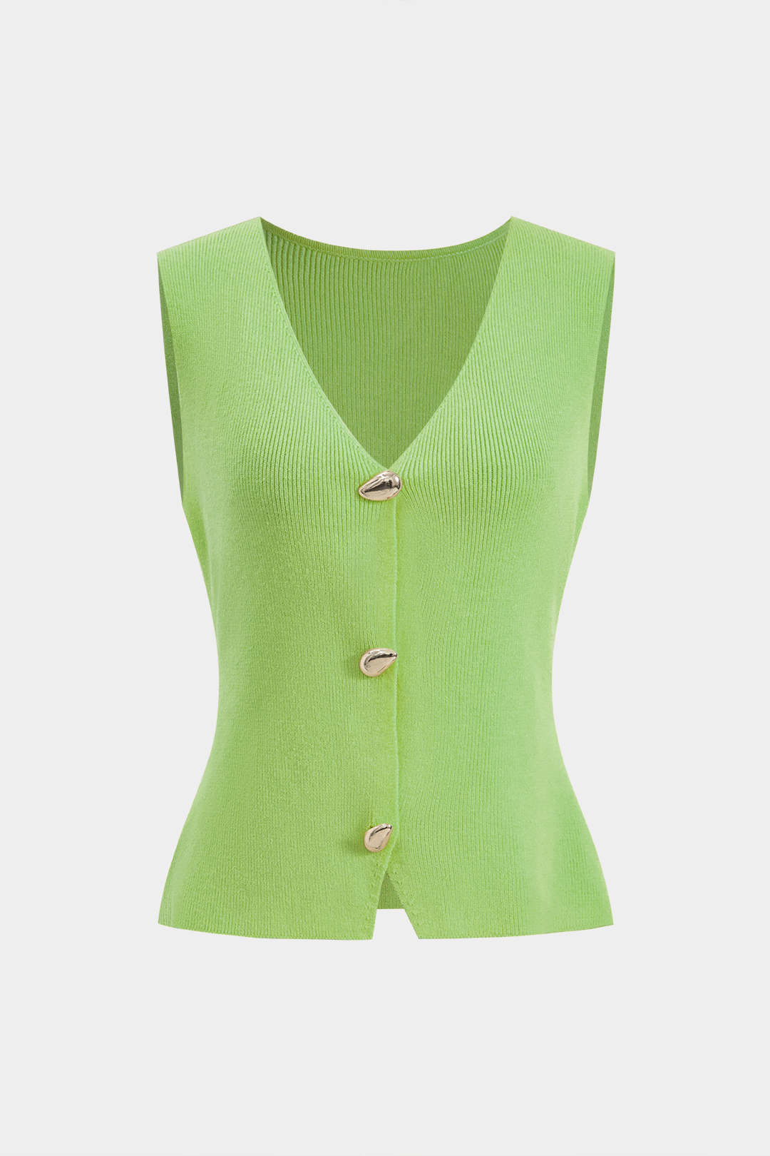 Knit Metallic Button Tank Top