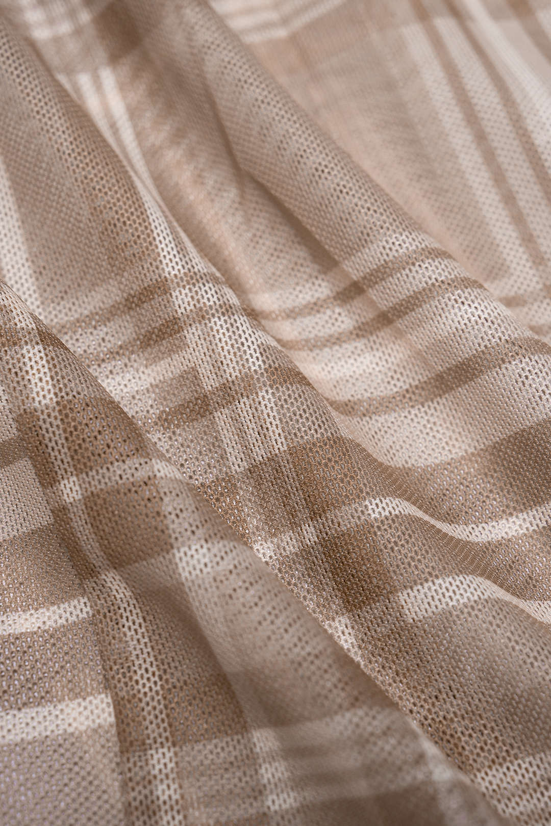Kariertes Netzstoff-Kleid mit Twist-Knoten, Rundhalsausschnitt, Gürtel und ärmellosem Midirock