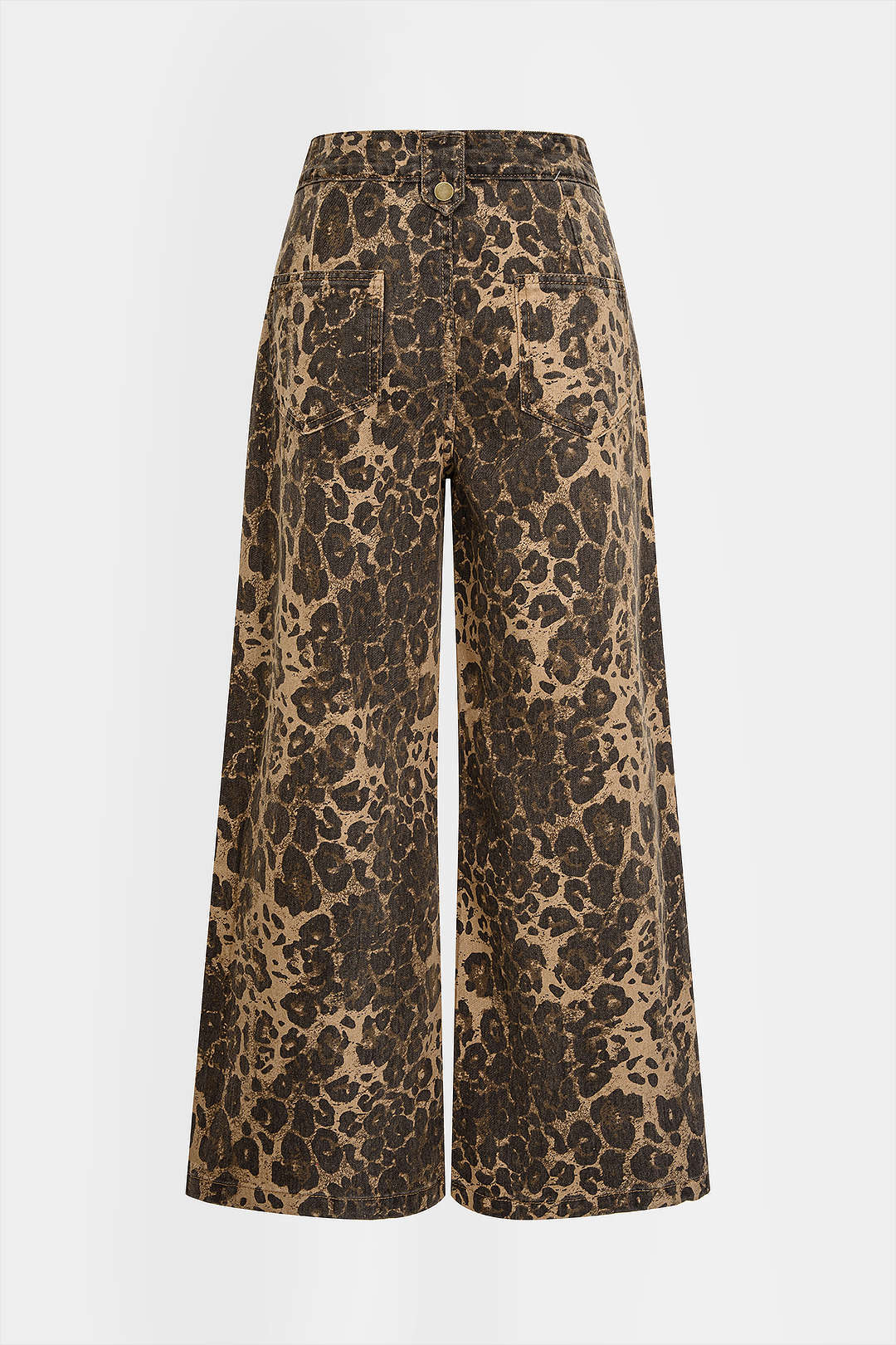 Leopardenmuster Jeans mit Reißverschluss und weitem Bein