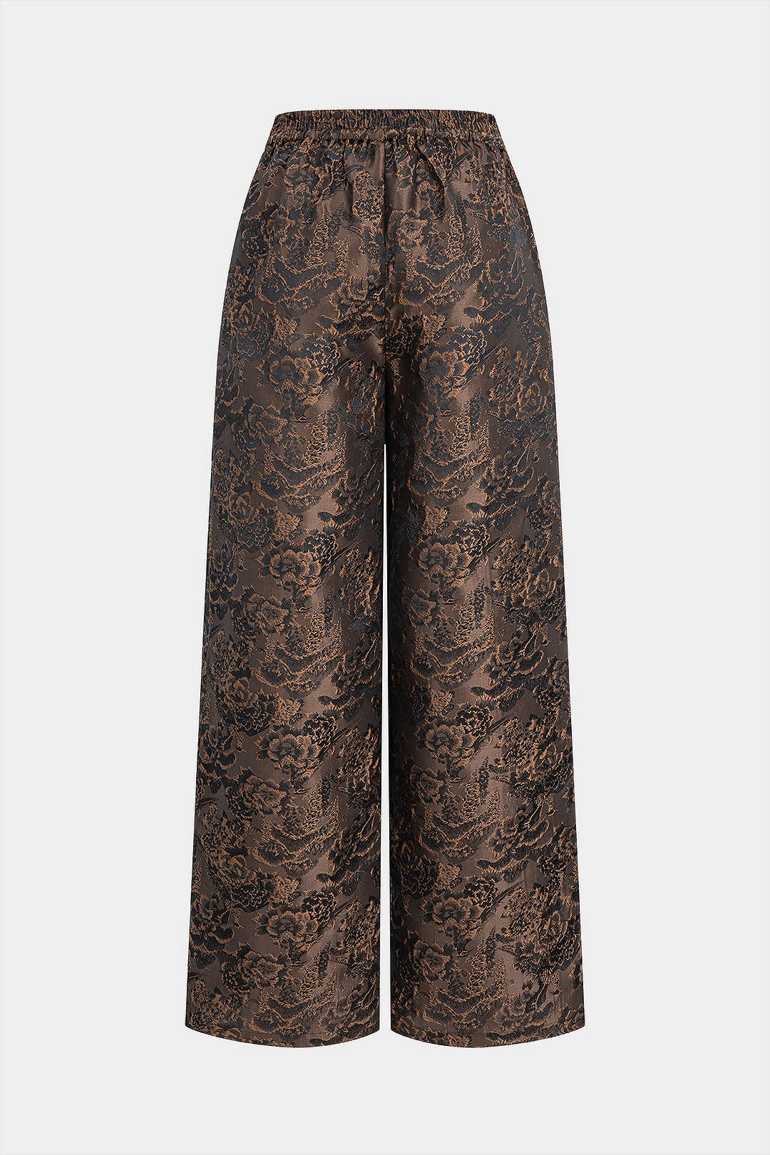 Hose mit Jacquard-Blumenmuster, gesmoktem Bund und Raffungen
