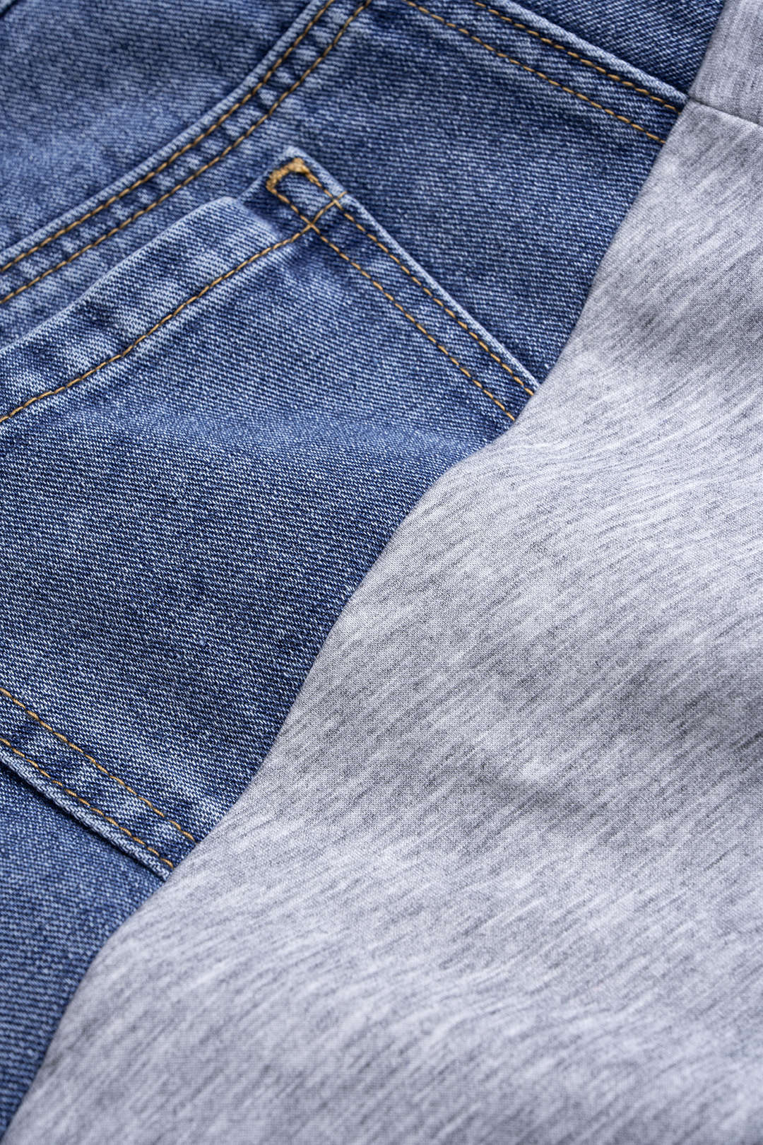 Jean en jean patchwork avec cordon de serrage
