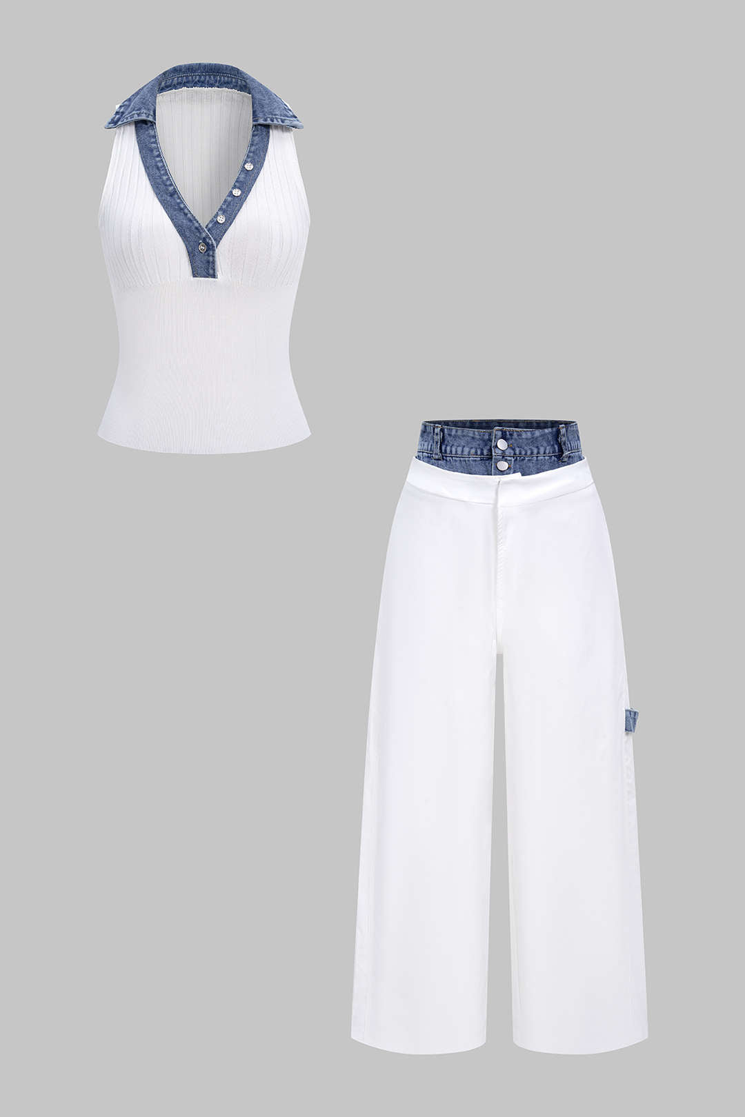 Patchwork V-Ausschnitt Tanktop