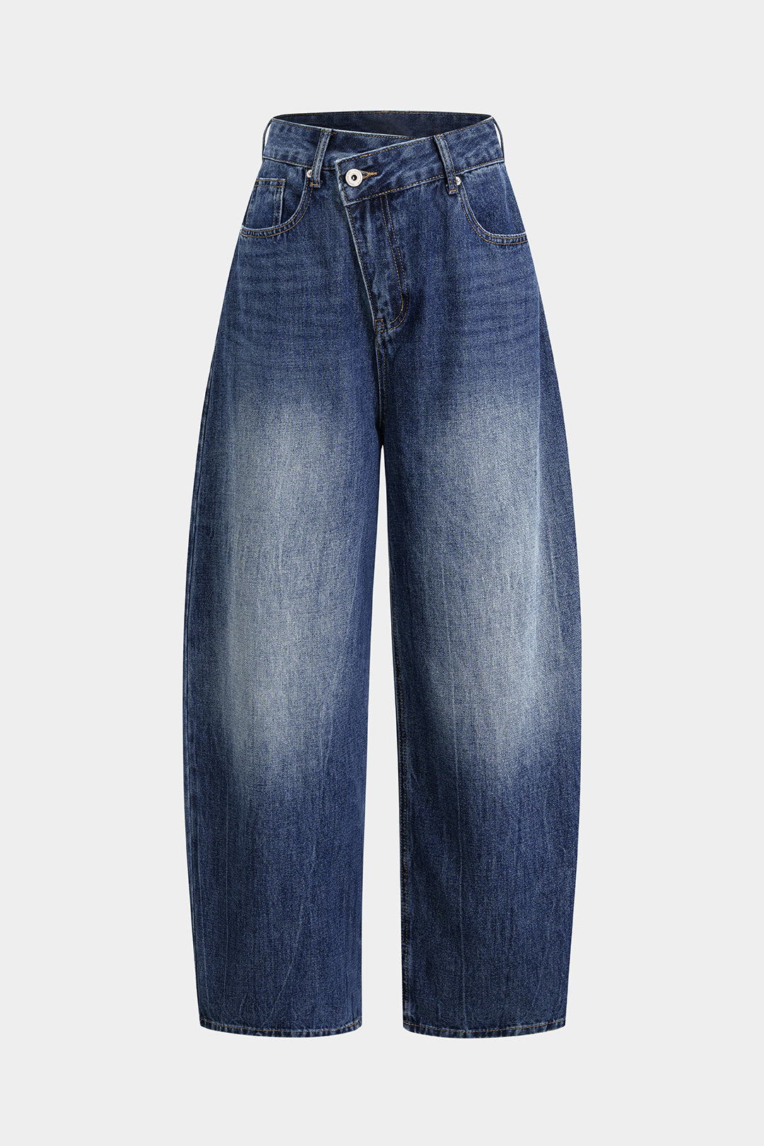 Jean asymétrique en denim taille haute