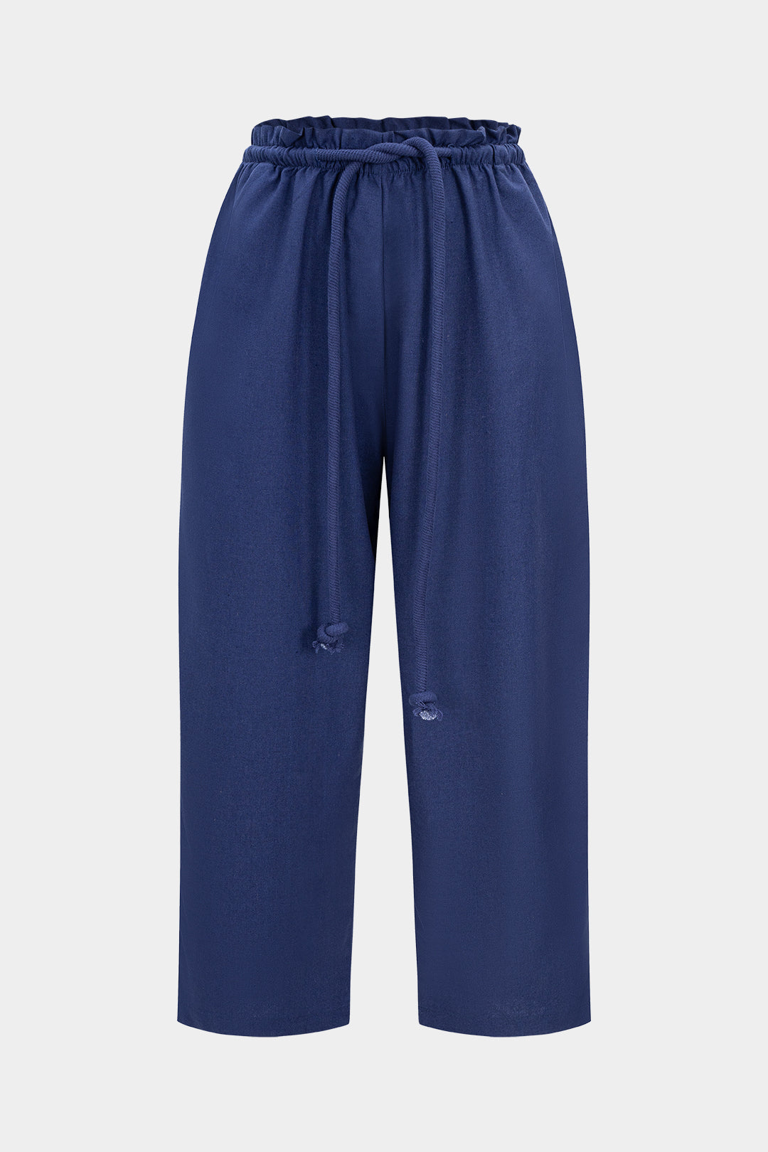 Linen Drawstring Tie-Up Trousers