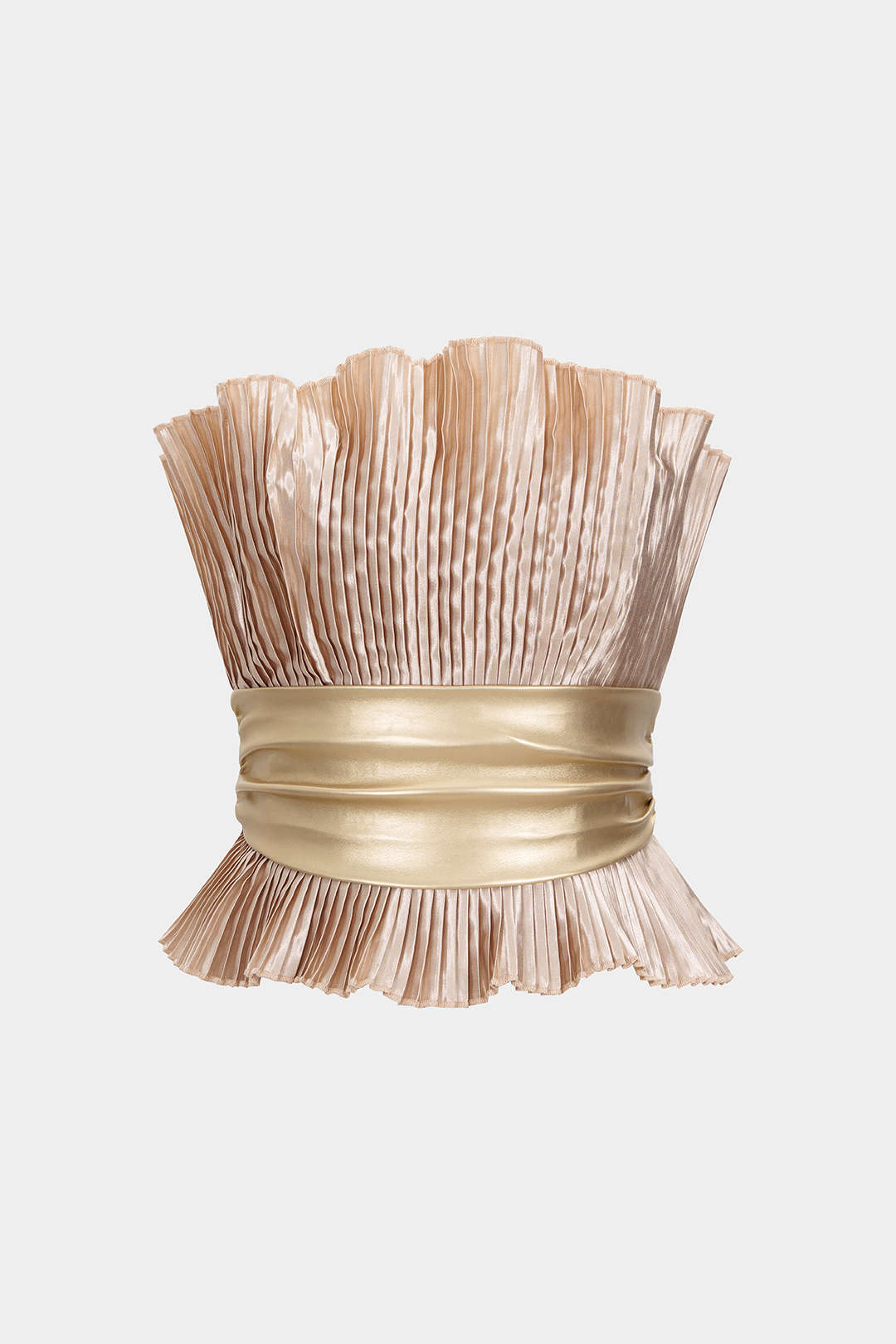 Haut bustier froncé ceinturé patchwork similicuir