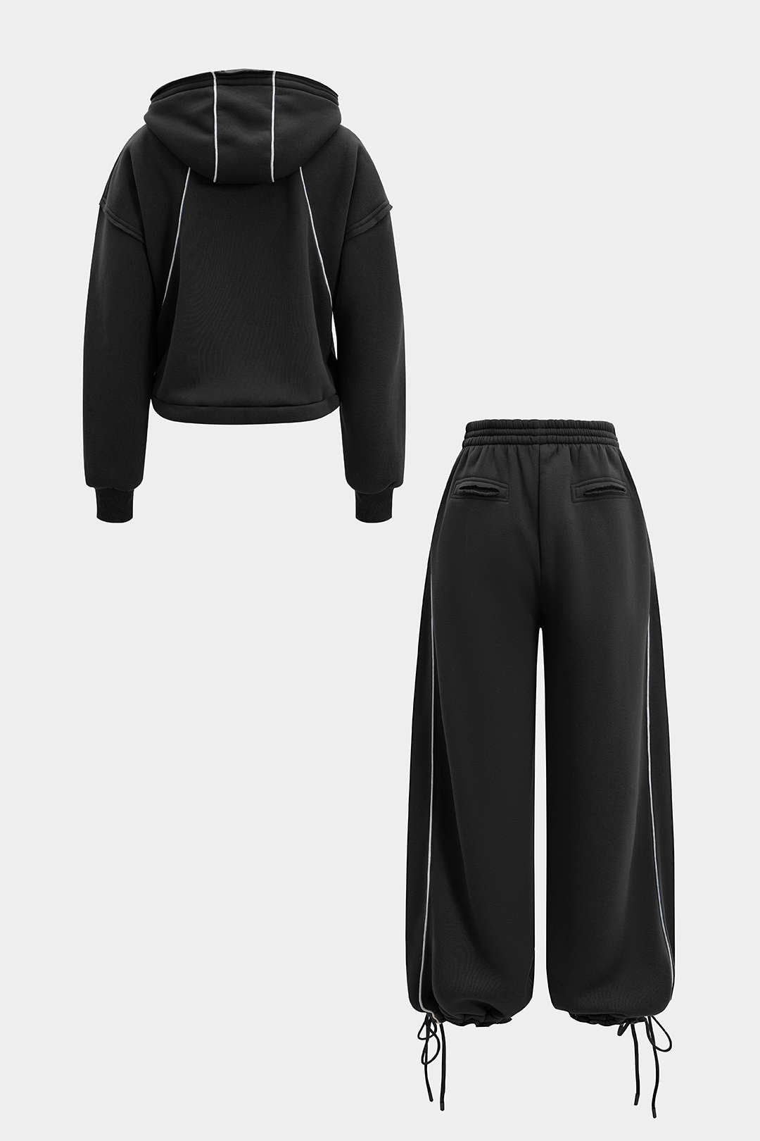 Kapuzenpullover mit Reißverschluss und Kordelzug sowie Hose mit geradem Bein zum Binden