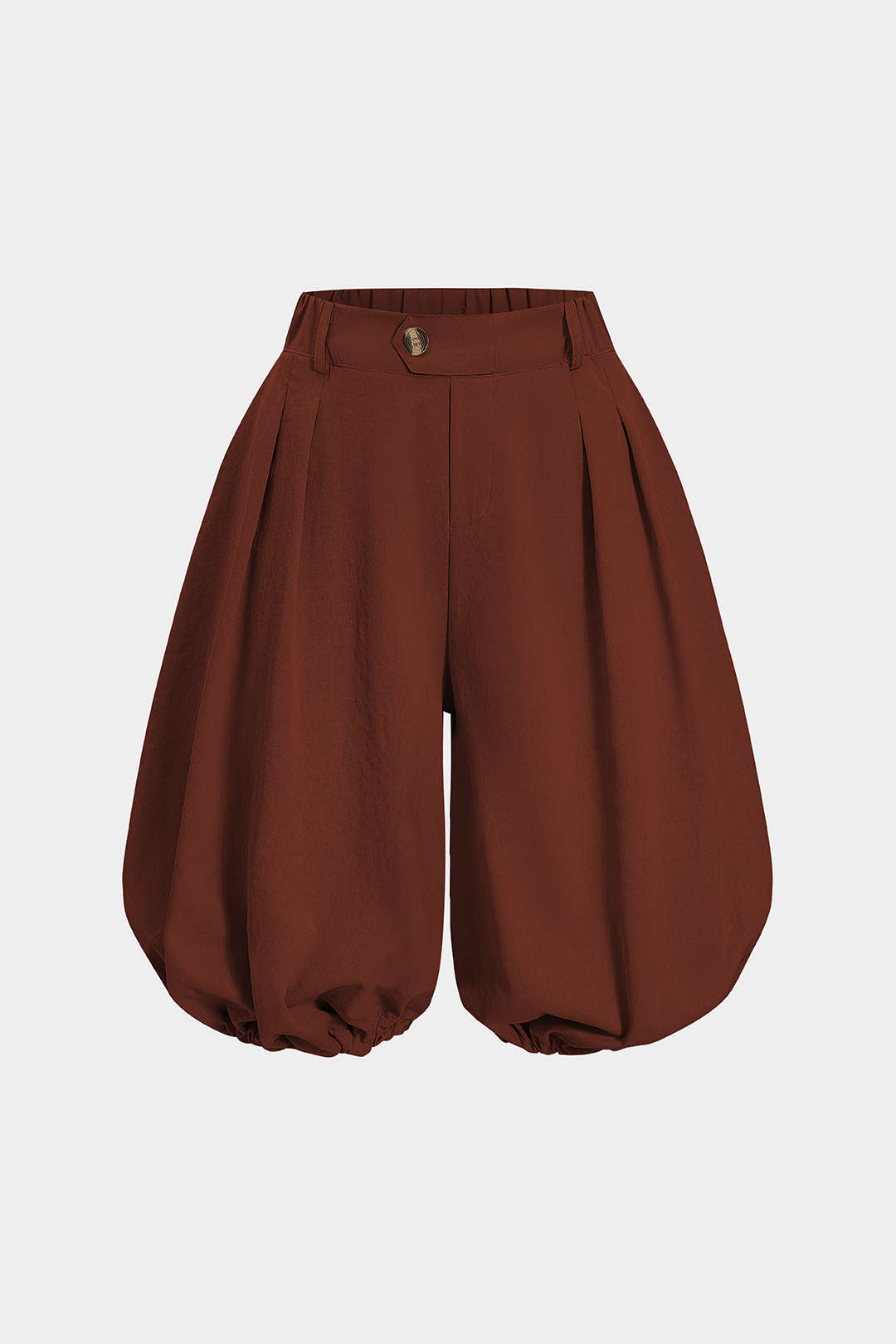 Solid Ruched Lantern Shorts