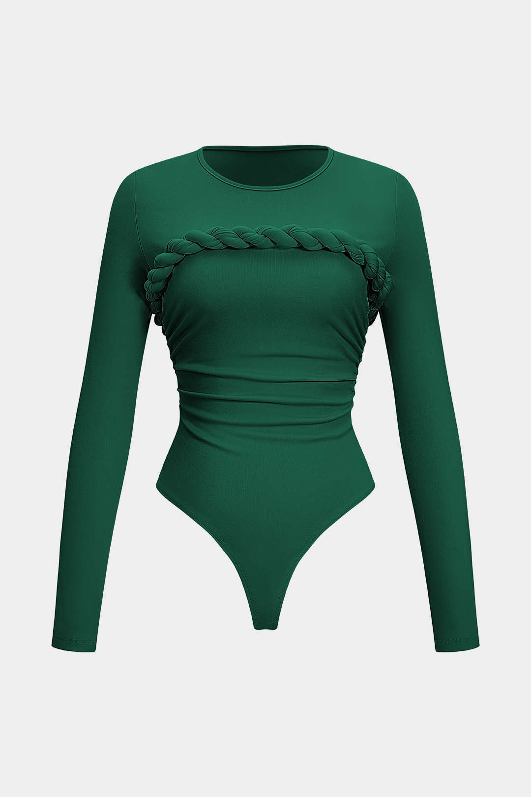 Twist Knot Ruched Long-Sleeve Bodysuit