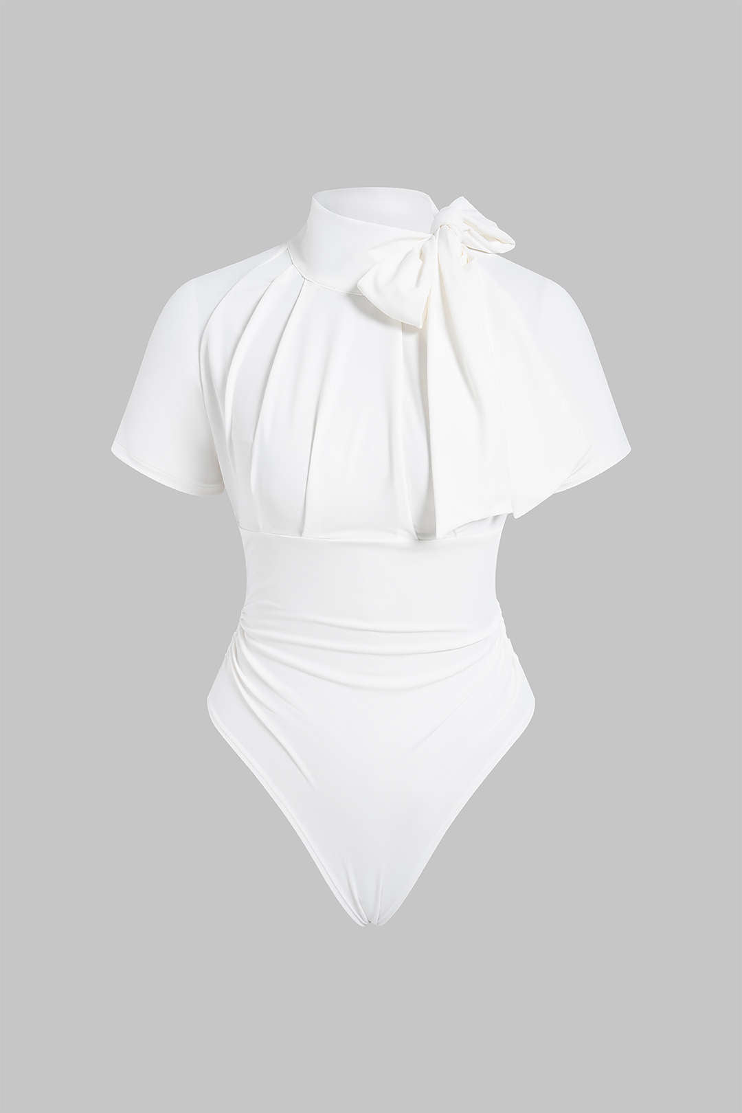Solid Tie Front Short Sleeve Bodysuit